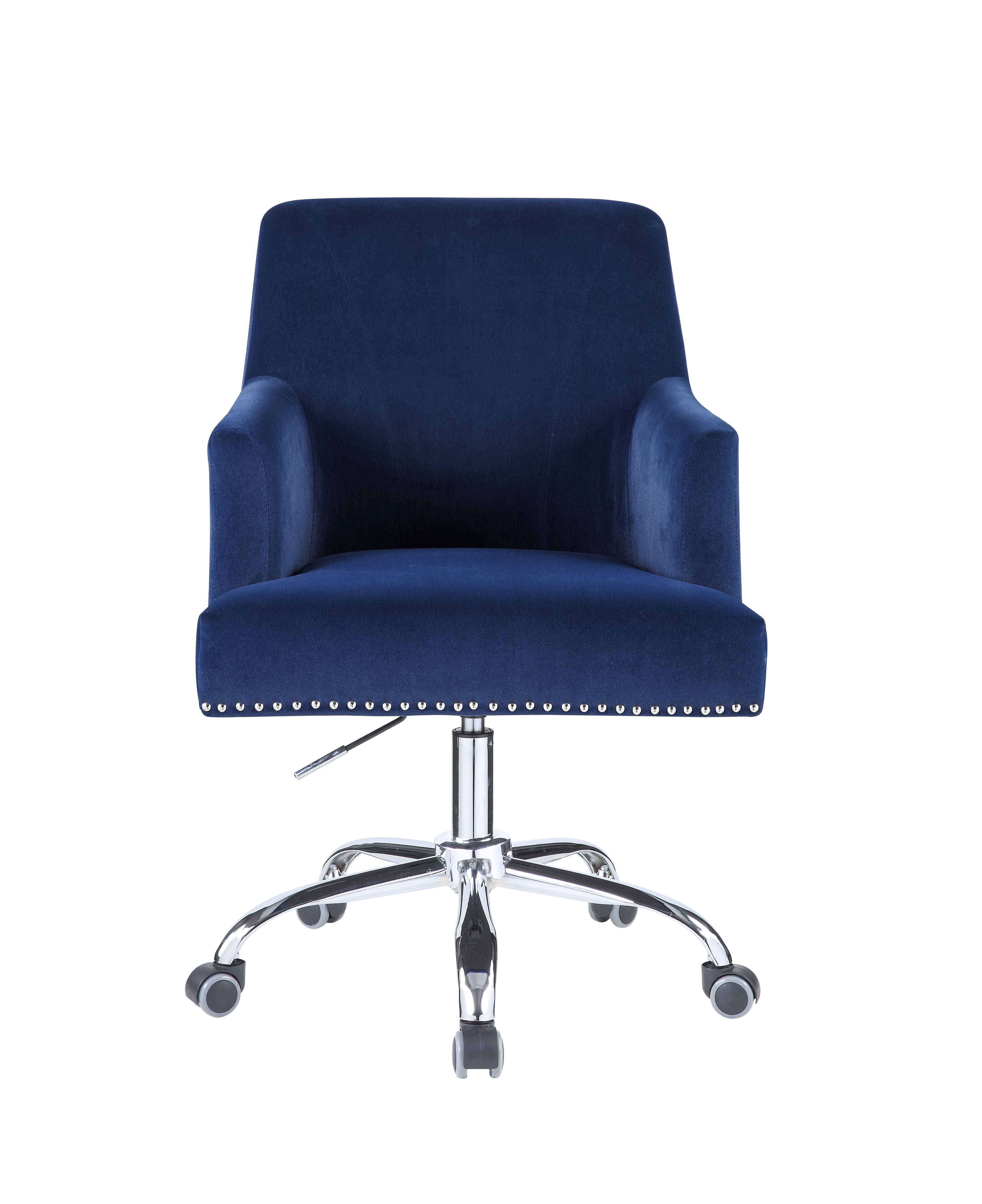 Trenerry - Velvet Office Chair - Blue / Chrome