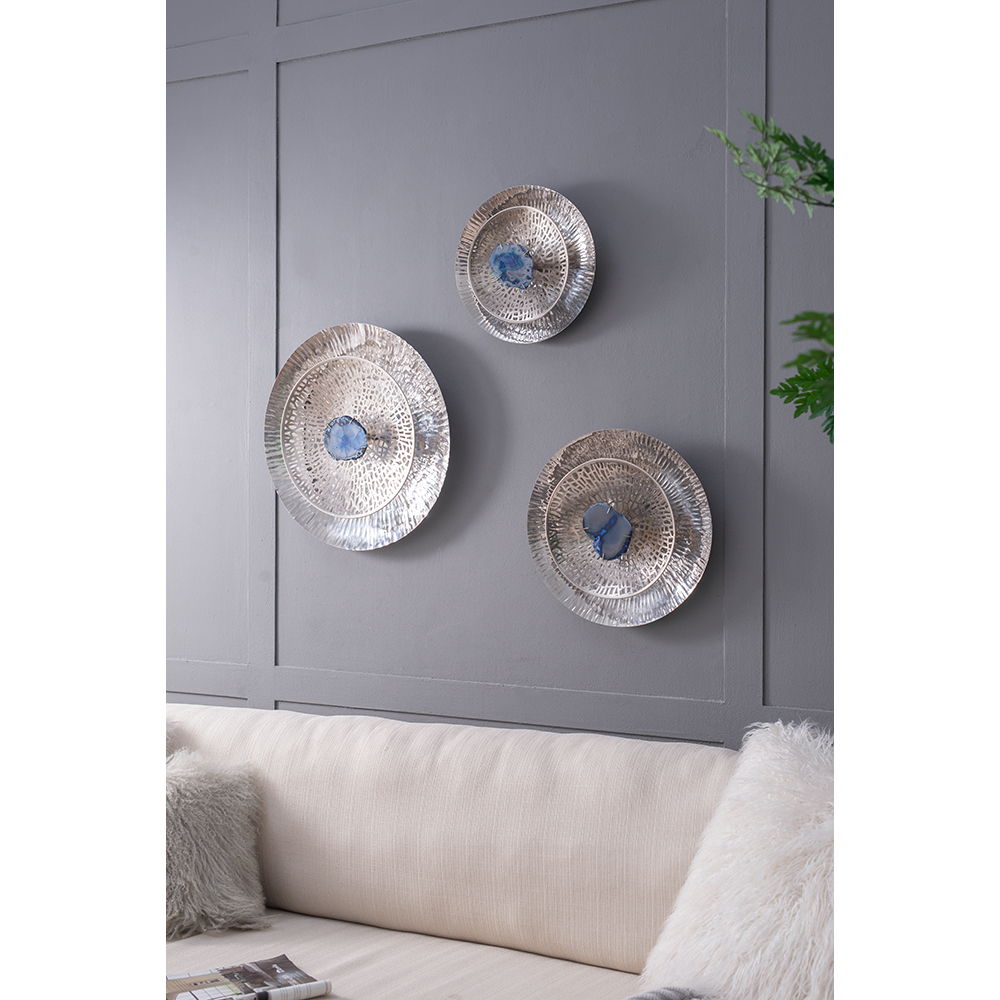 Textured Oversized Disc, Wall Decor For Living Room (Set of 3) - Multicolor