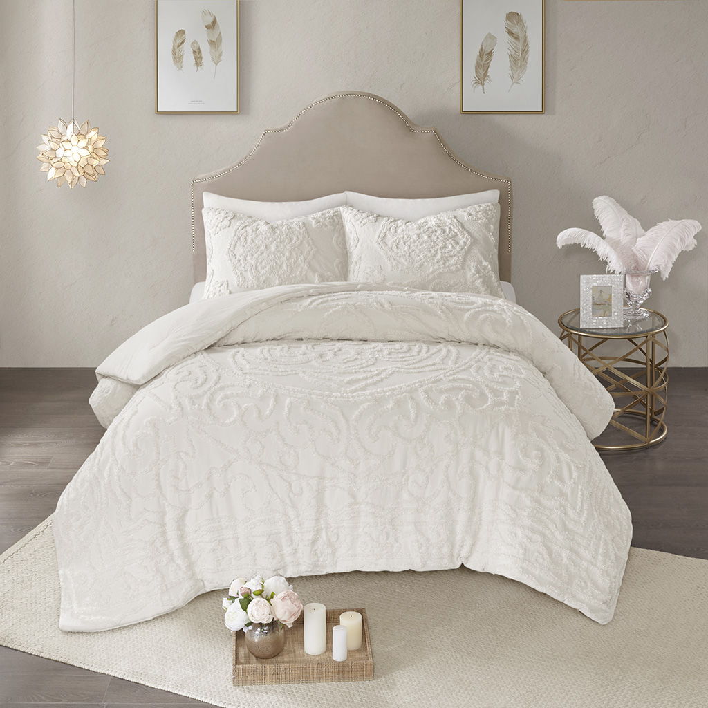 Laetitia - Twin 2 Piece Comforter Set - Off White