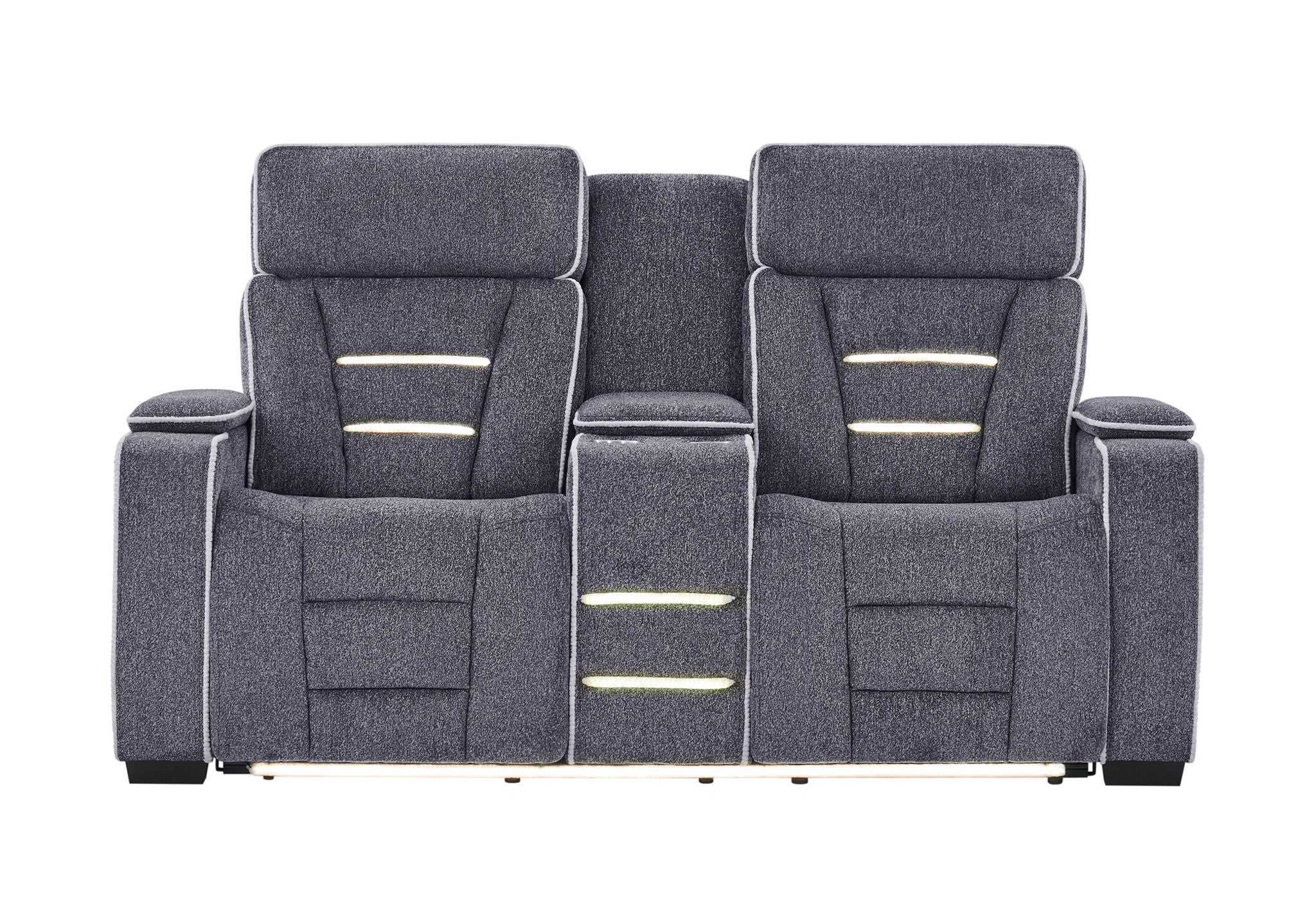 U1895 - P2 Console Reclining Loveseat With IS And LED - Dark Gray