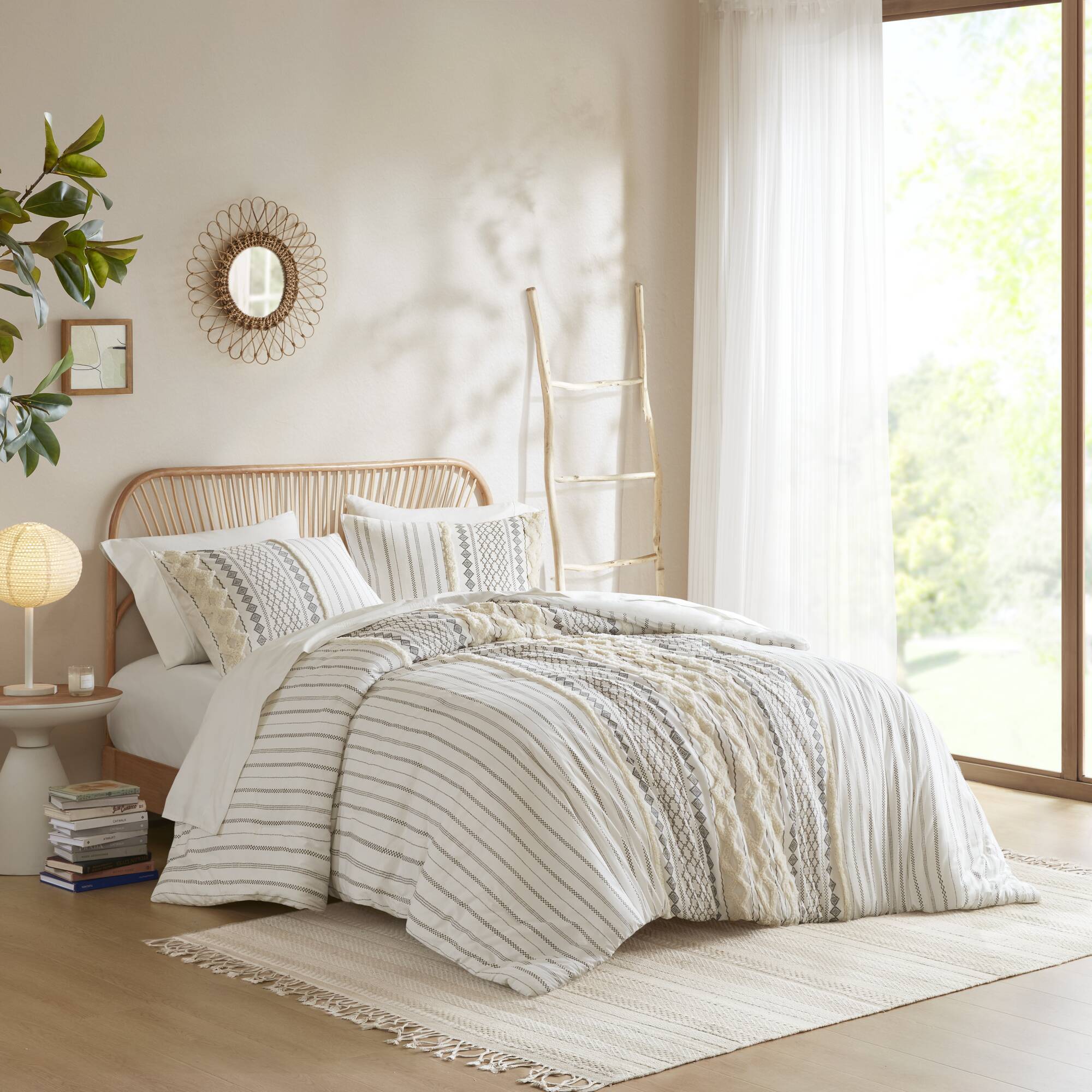 Imani - King Printed Comforter Set With - Ivory