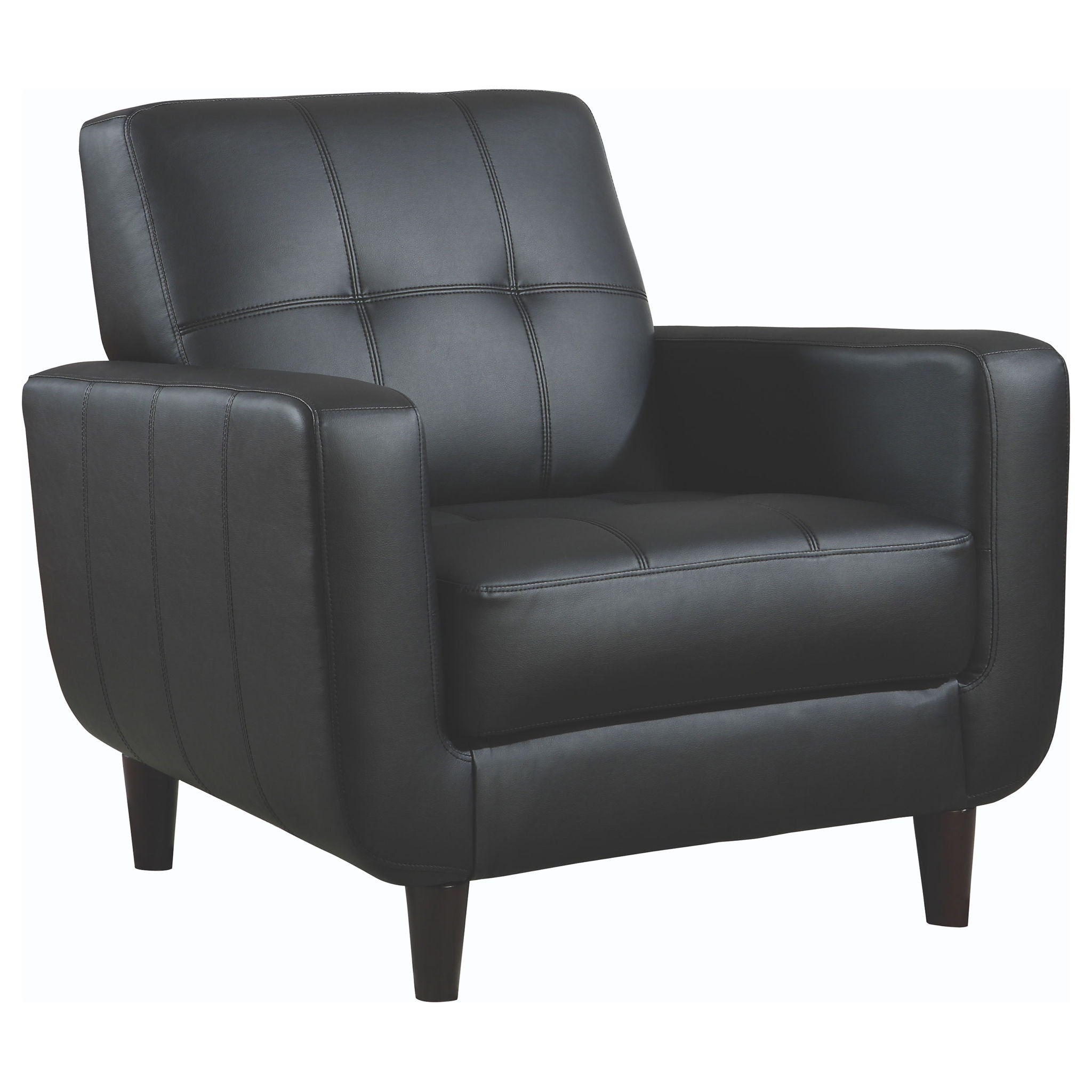 Track Arm Accent Chair With Tufted Upholstery - Black
