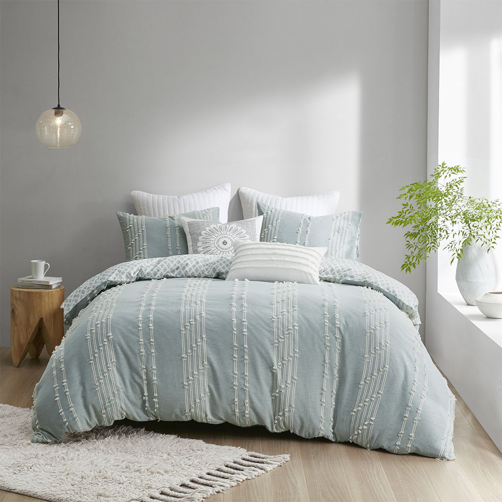 Kara - King 3 Piece Duvet Cover Set - Aqua