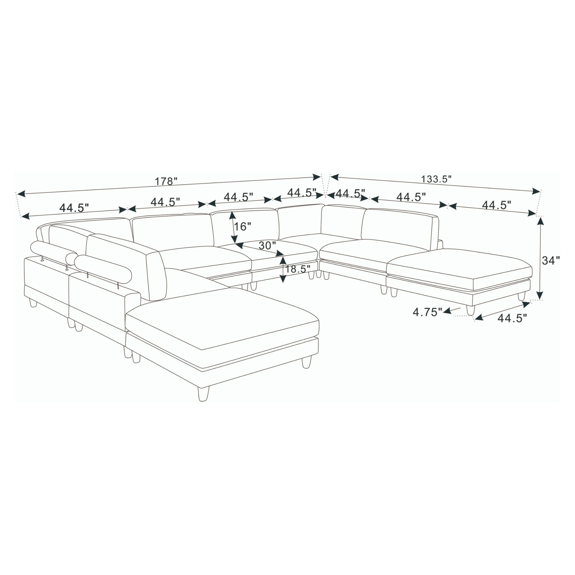 Modern Modular Sectional With Adjustable Back Support