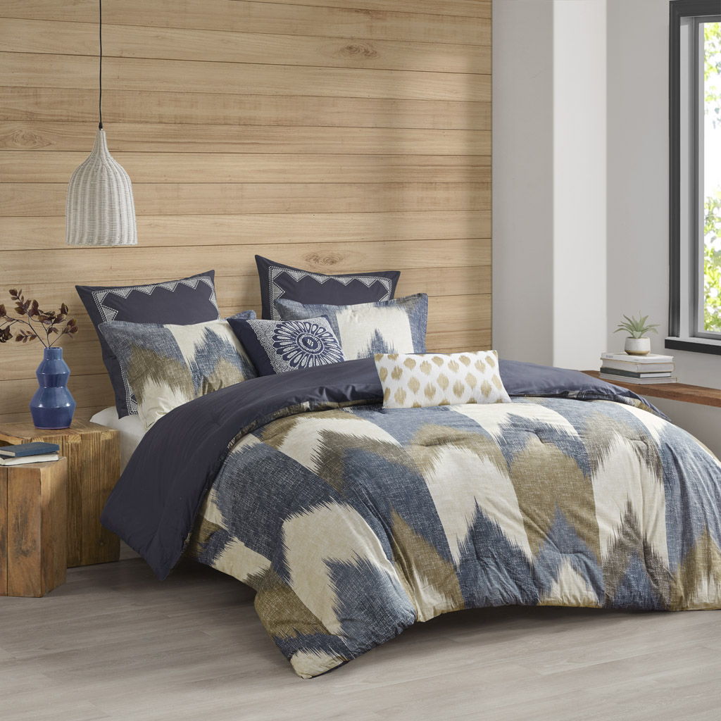 Alpine - King 3 Piece Comforter Mini Set - Navy