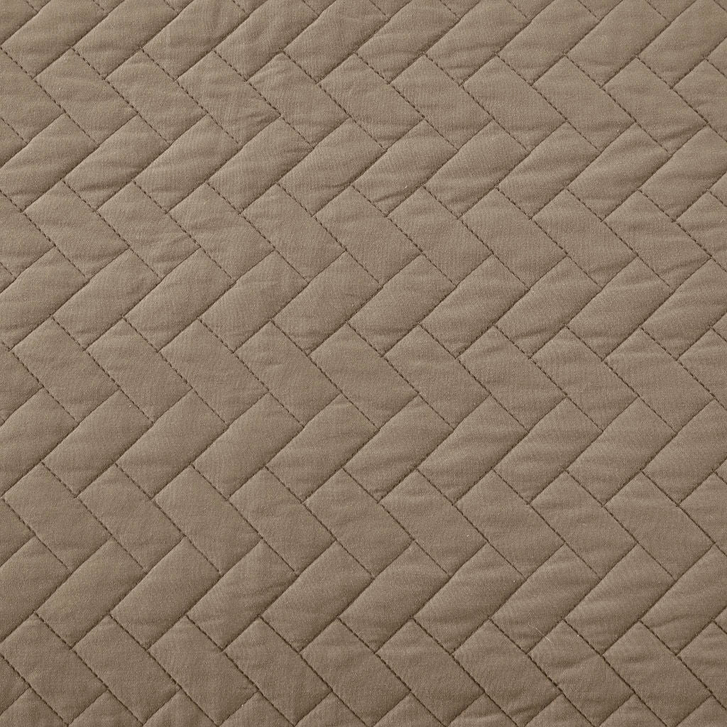 Velvet Touch - Queen 3 Piece Luxurious Oversized Quilted Coverlet Set - Taupe