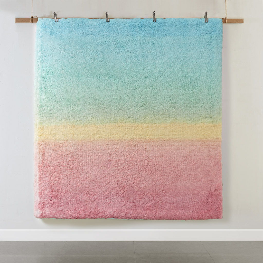 Primrose - Ombre Shaggy Faux Fur Twin Comforter Set - Aqua Multi