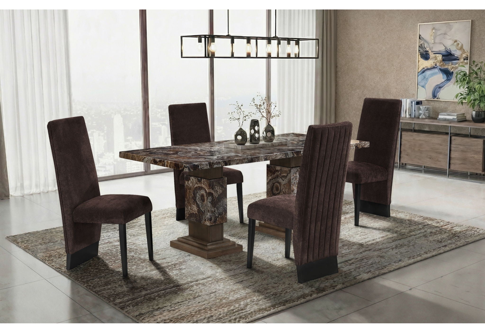 D12DT - Faux Marble Dining Table Top - Brown