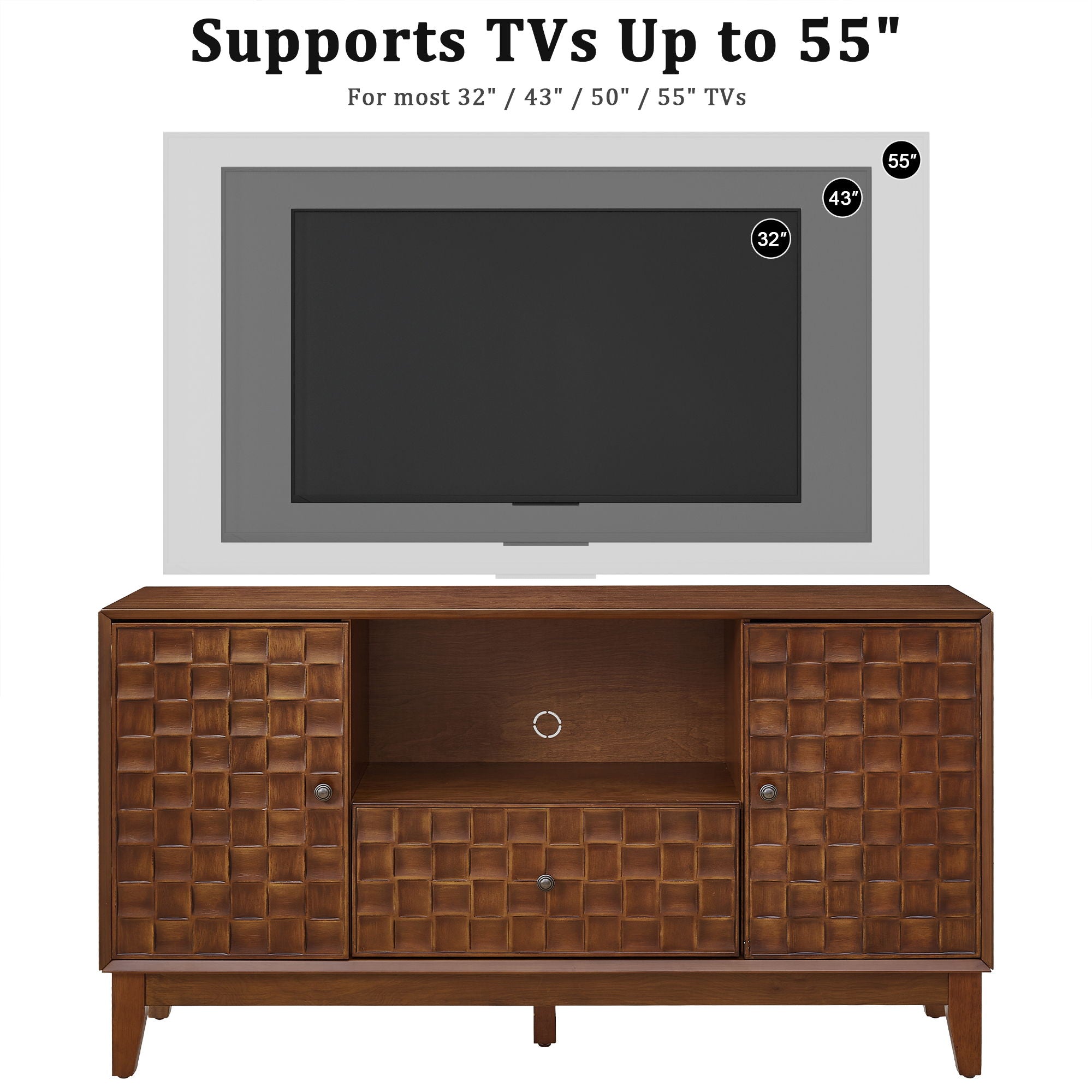 TV Stand With 3D Wood Texture - Brown