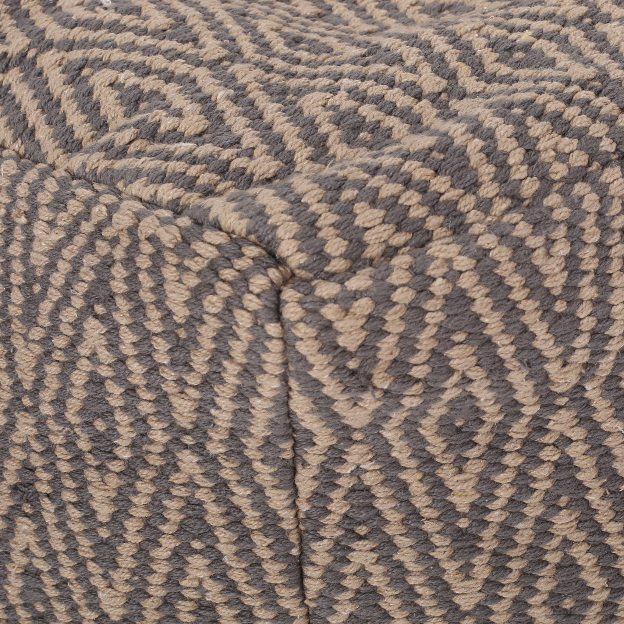 Amuleto - Hand Loomed Cotton Pouf - Dark Gray / Brown