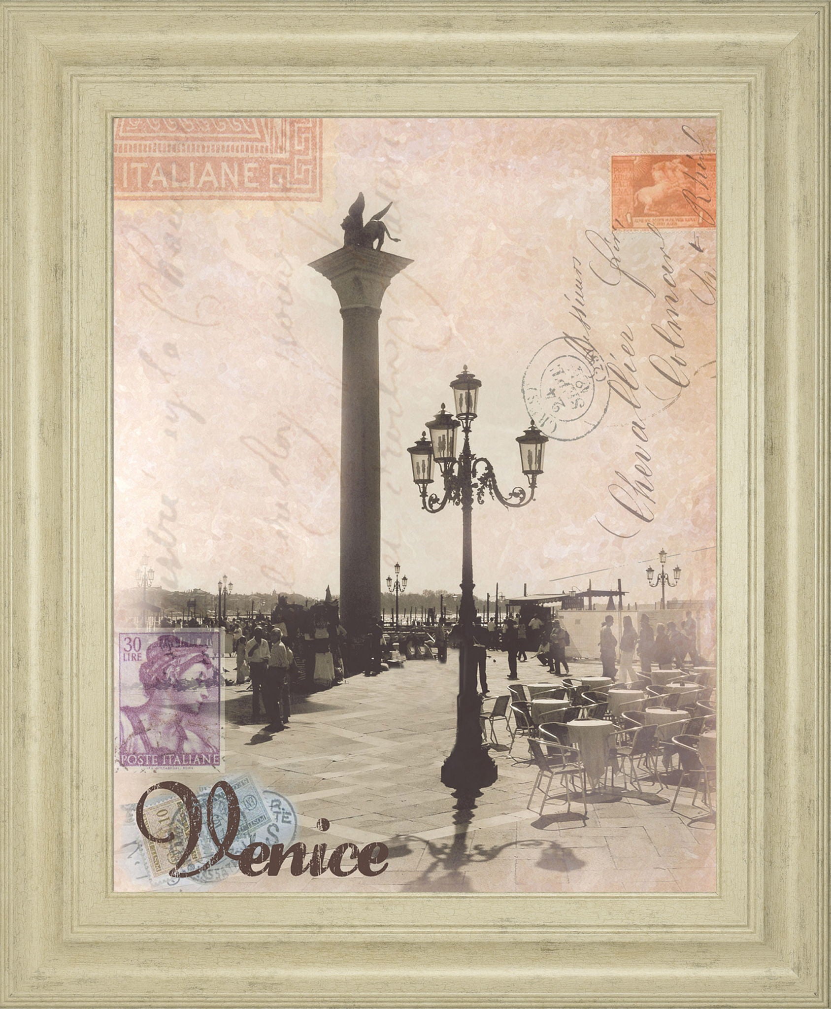 Venice Travelogue By Ben James - Framed Print Wall Art - Beige