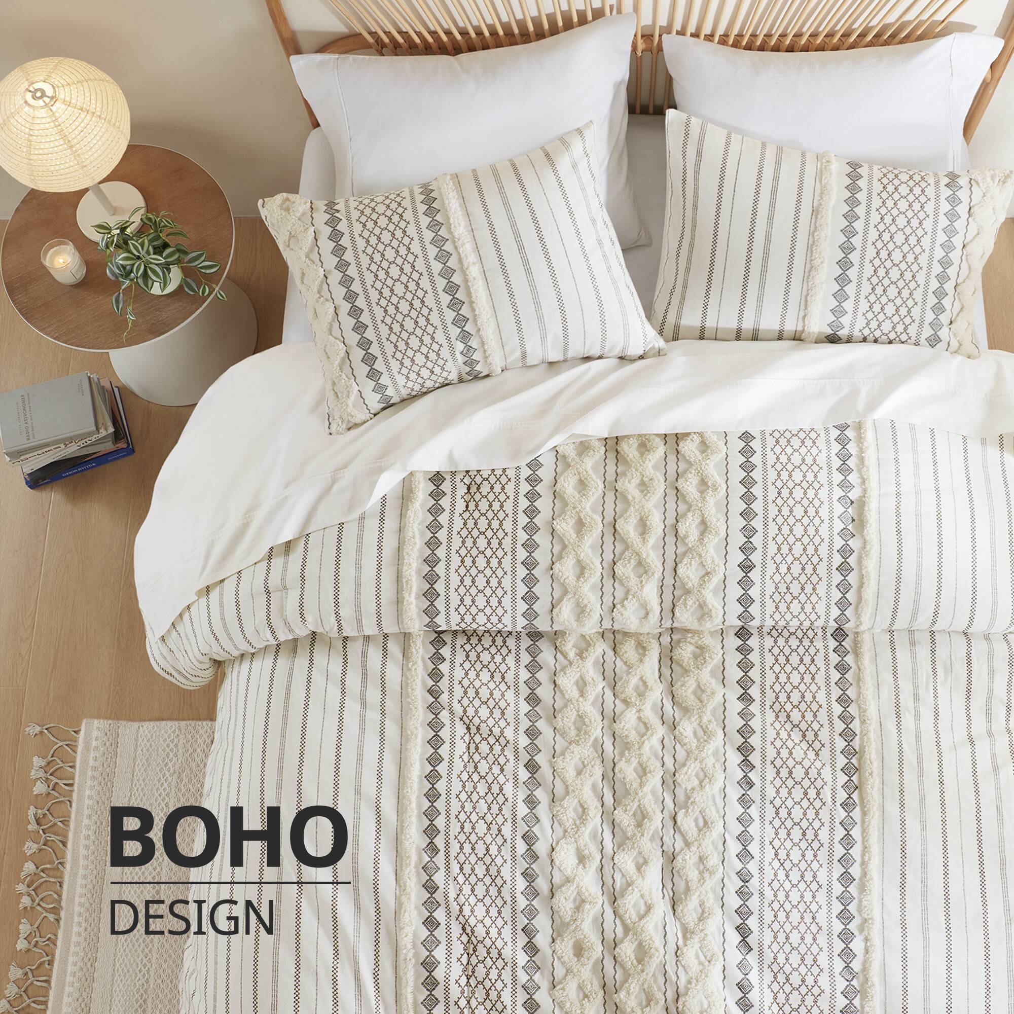 Imani - King Printed Comforter Set With - Ivory