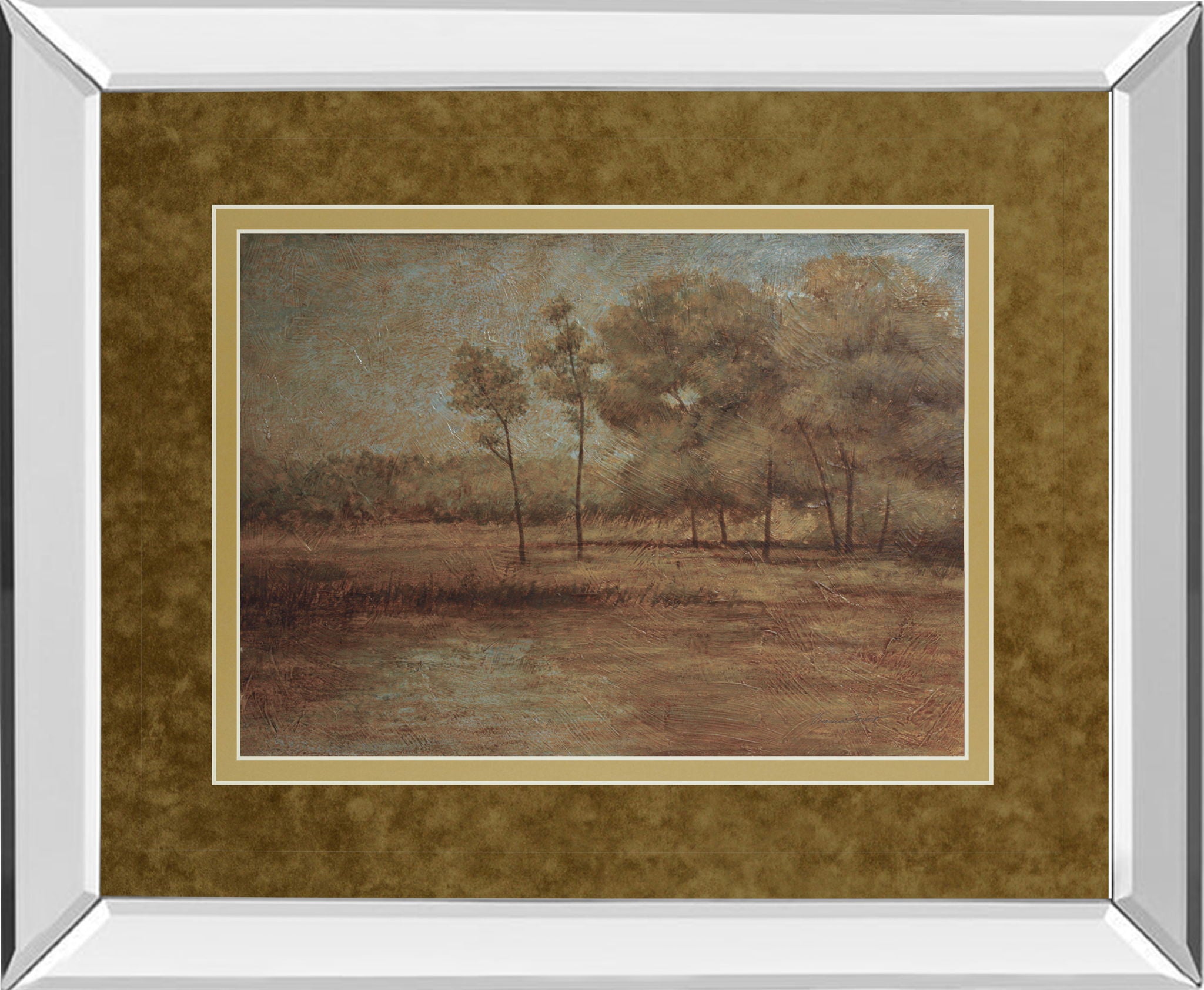 Woodland Solitude By Veronica Faust - Mirror Framed Print Wall Art - Light Brown