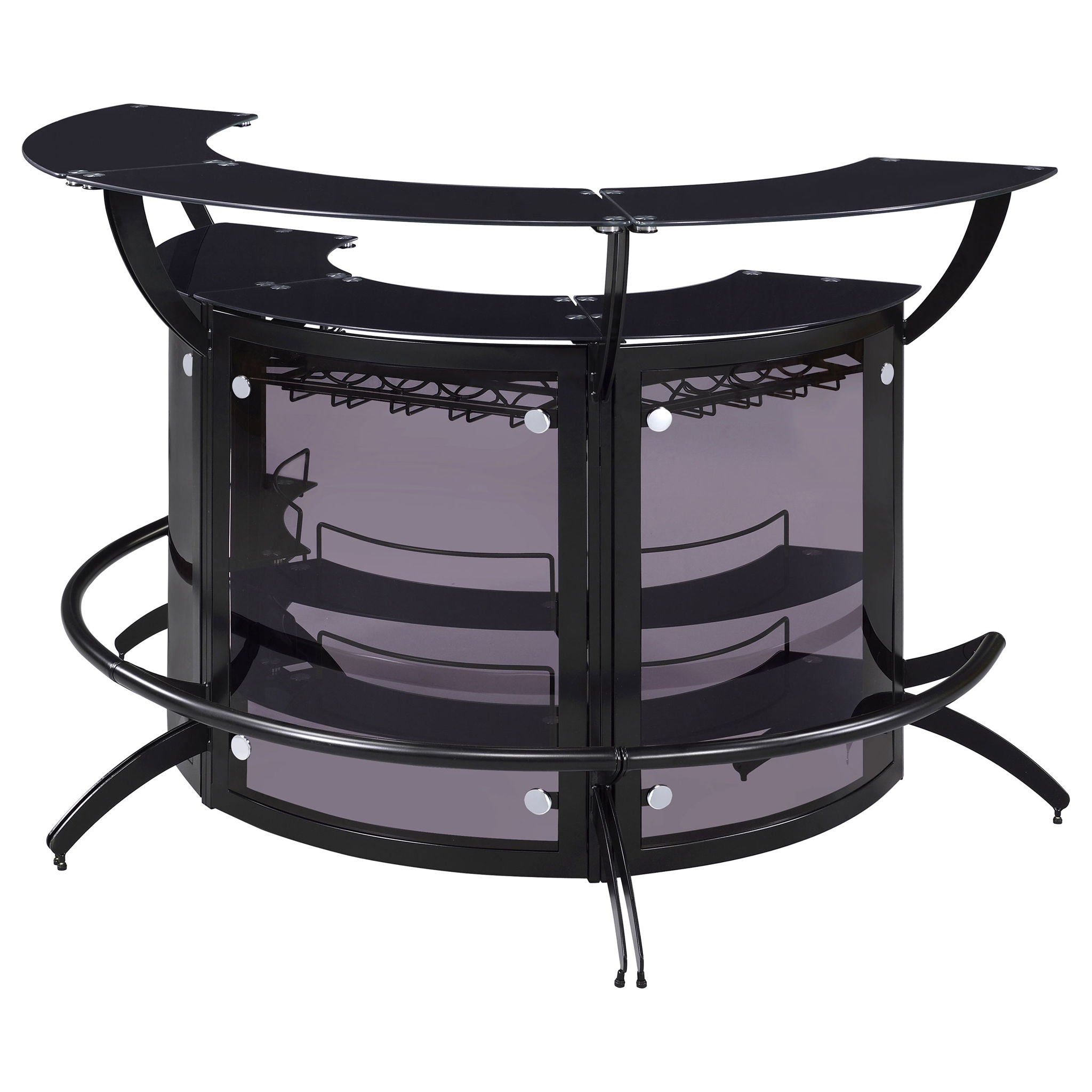 Elaina - 3 Piece Curved Freestanding Home Bar - Black