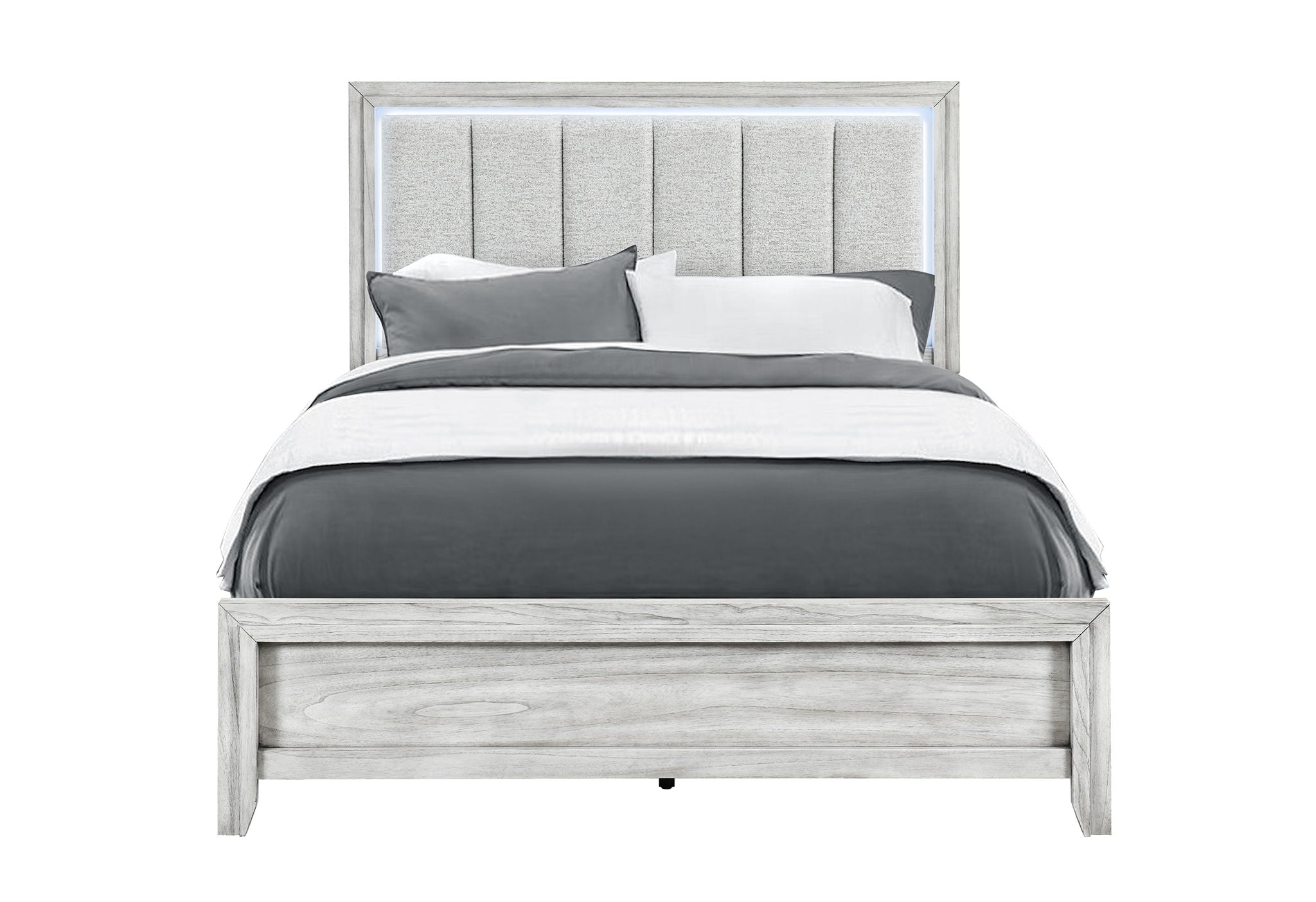 Elsie - Queen Bed With LED - Light Grey