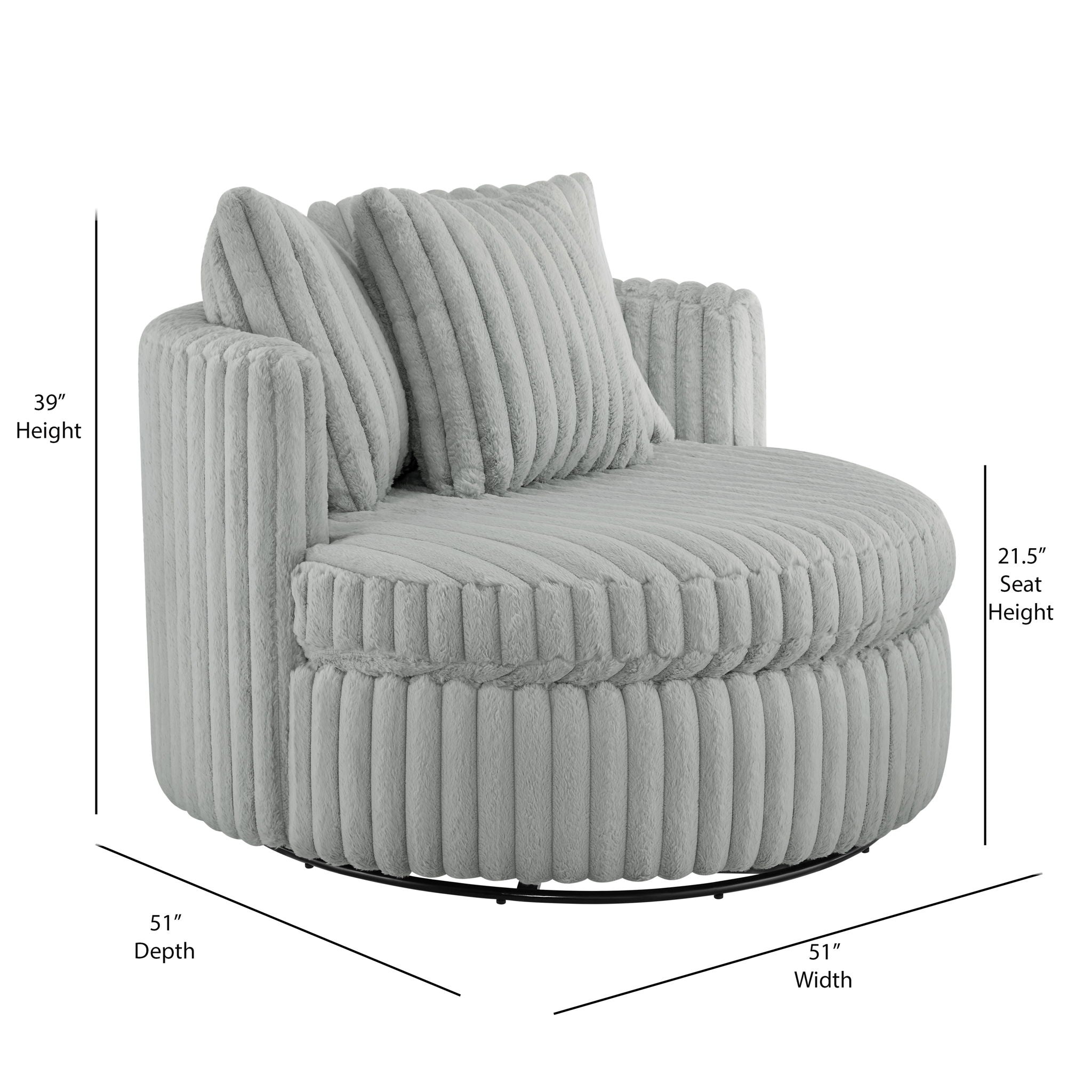 Mindy - Oversized Swivel Barrel Chair - Gray