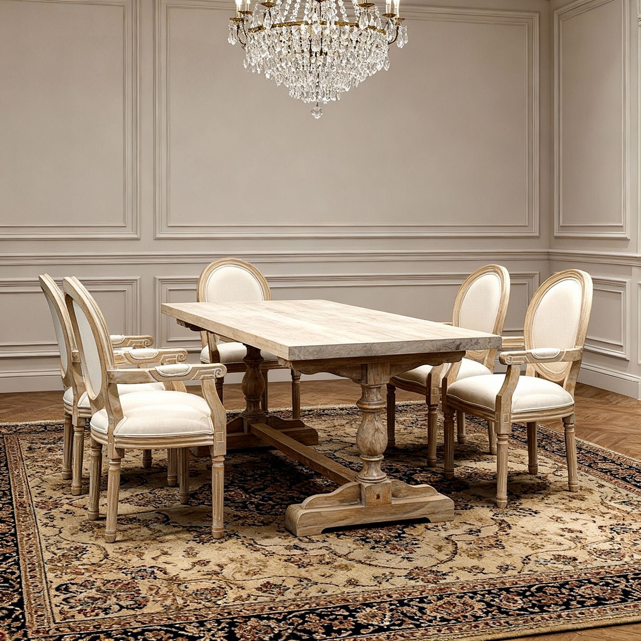 French Style Solid Wood Dining Chair (Set of 2) - Cream