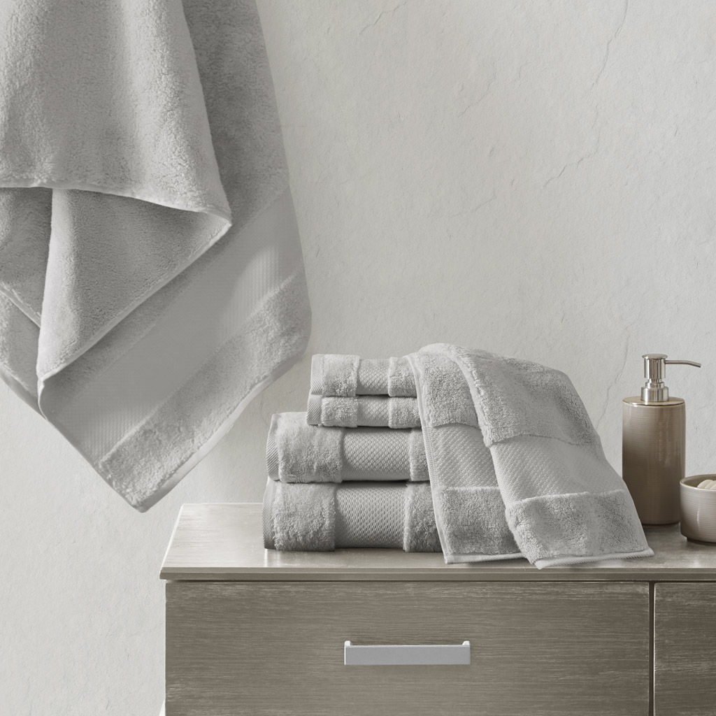 Turkish - 6 Piece Bath Towel Set - Gray