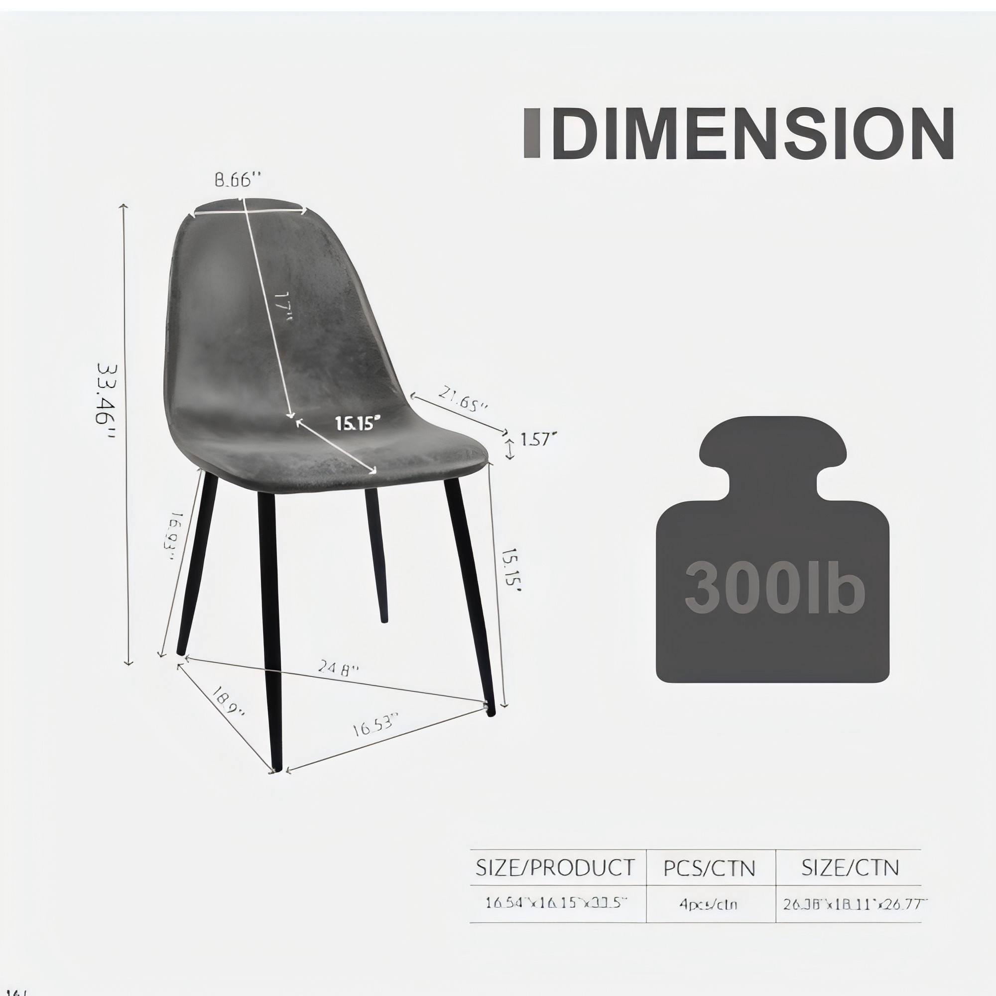 Modern Accent Dining Chairs Upholstered Seat, Metal Legs (Set of 4)