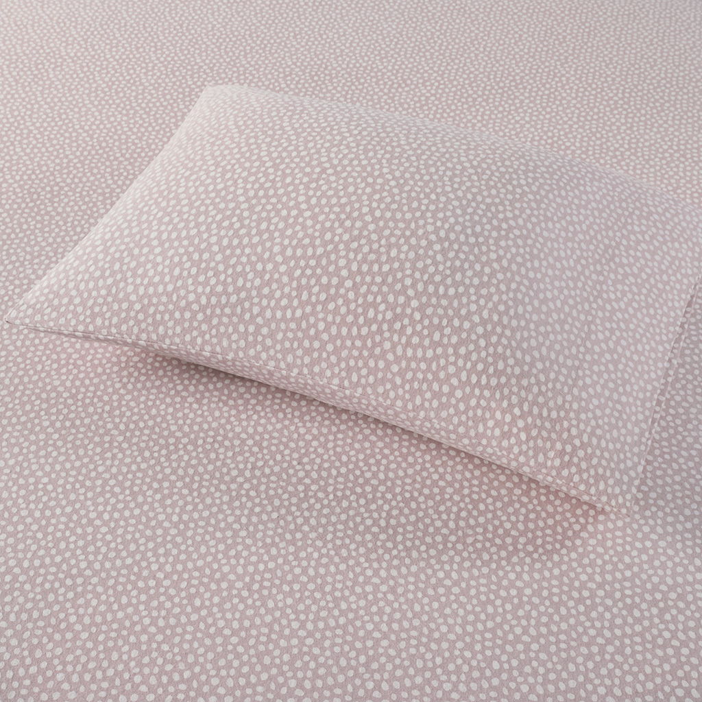 Cozy Flannel - Printed Sheet Set - Blush Dots