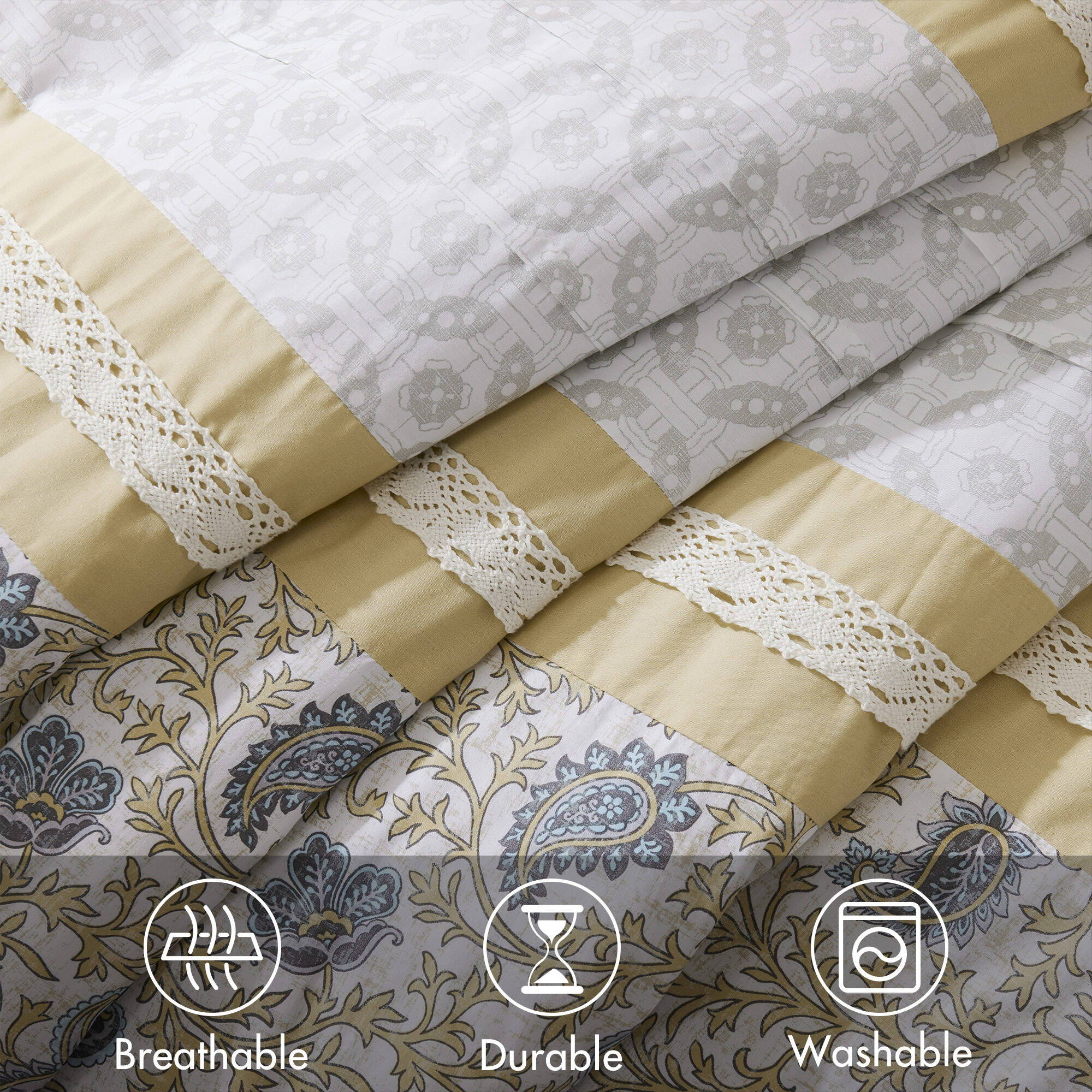 Dawn - King 9 Piece Comforter Set - Yellow
