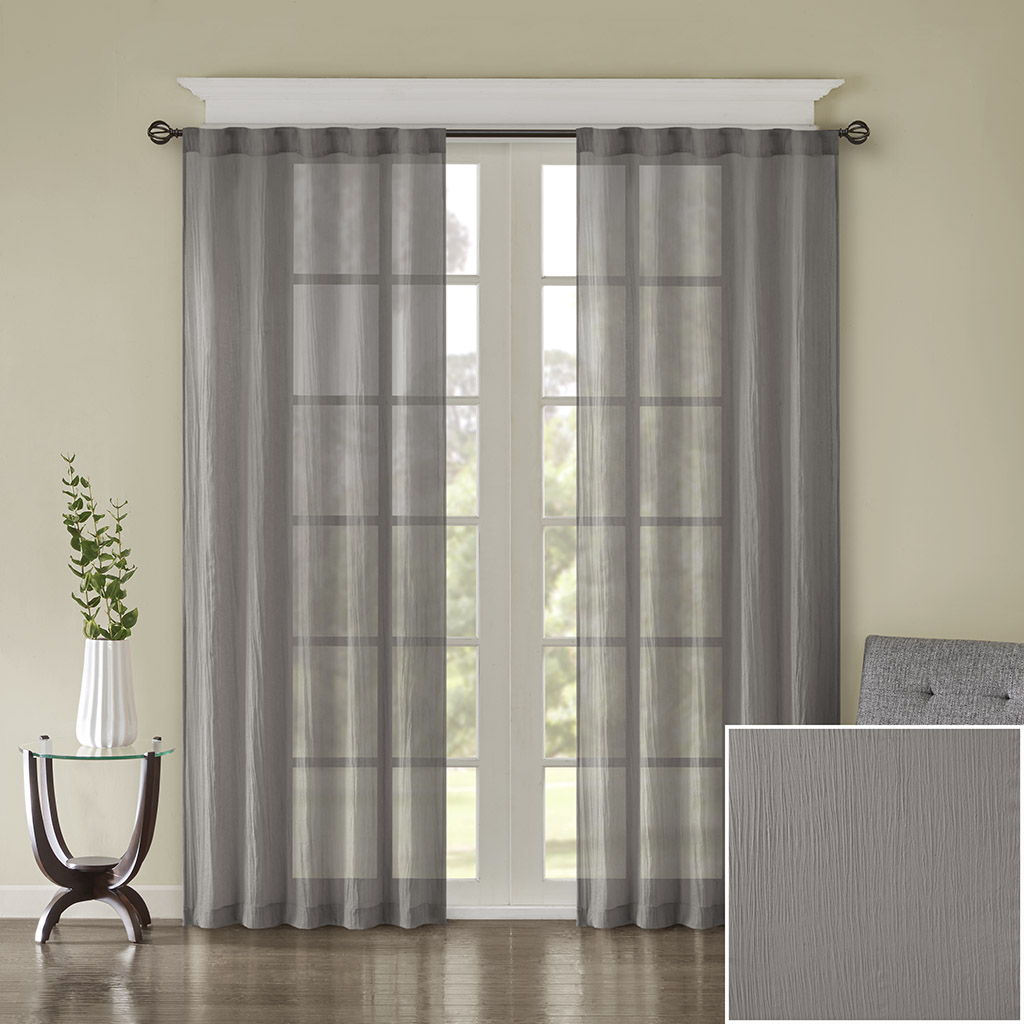 Harper - 95" Solid Crushed Window Panel Pair - Gray