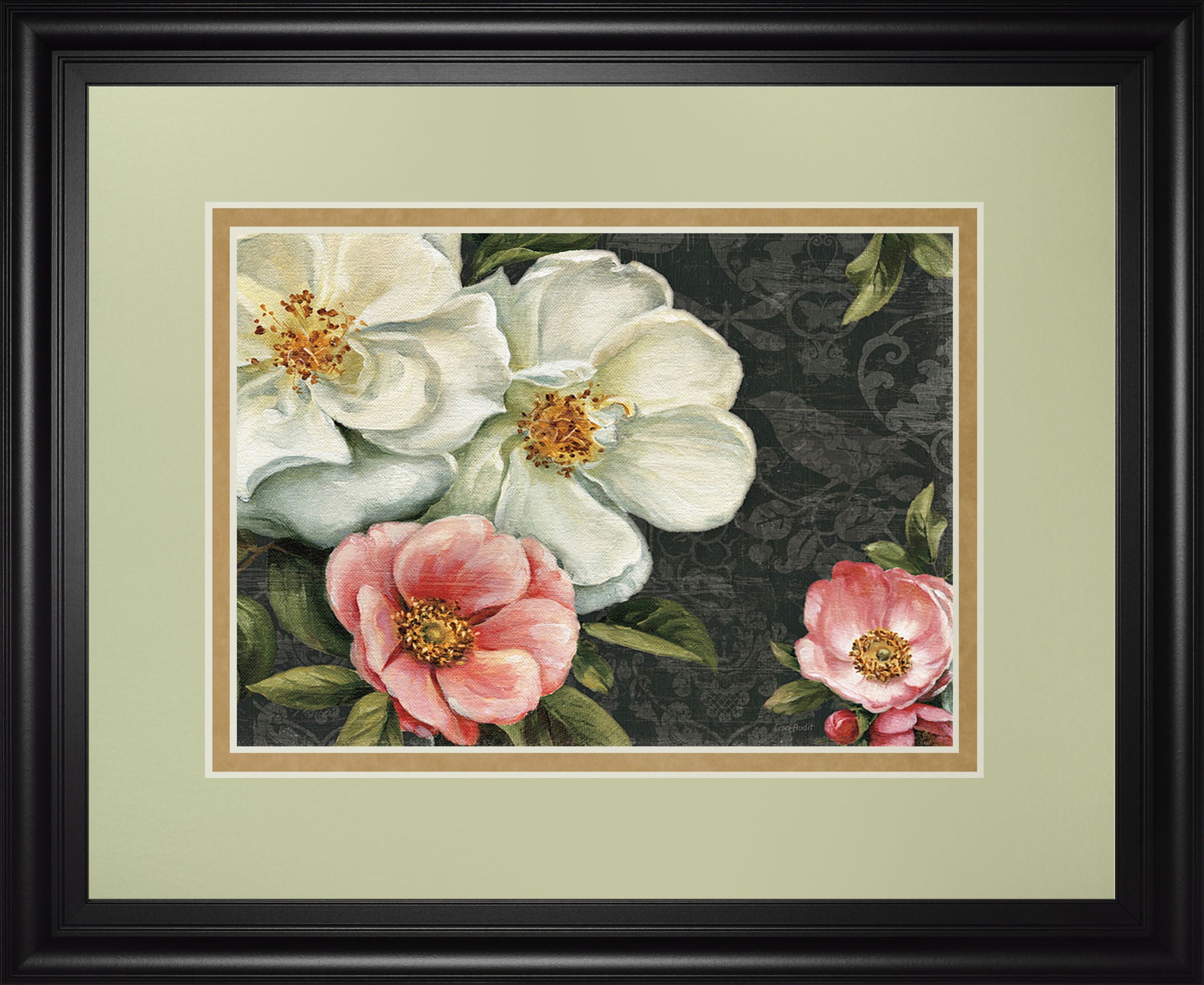 Floral Damask I By Lisa Audit - Framed Print Wall Art - Beige