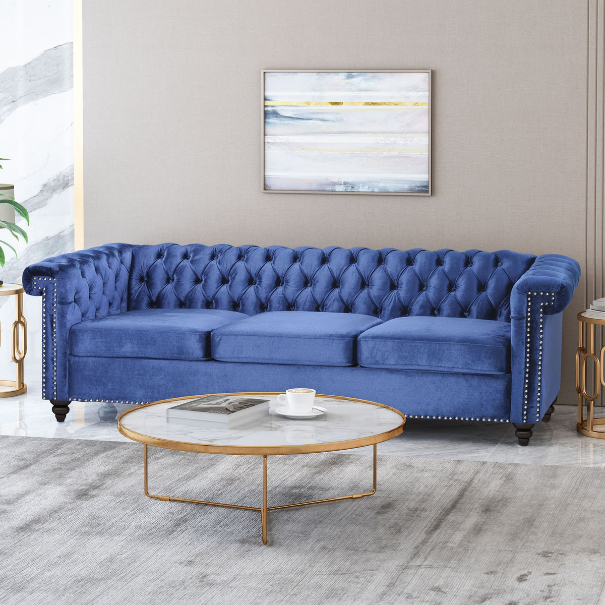 Chesterfield Style 3 Seater Sofa With Deep Button Tufting