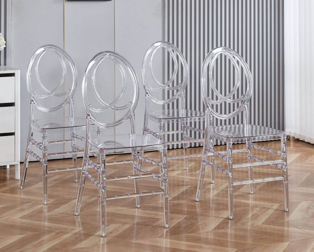 Dining Chair, Plastic Seat, Welding Chair (Set of 4) - Transparent