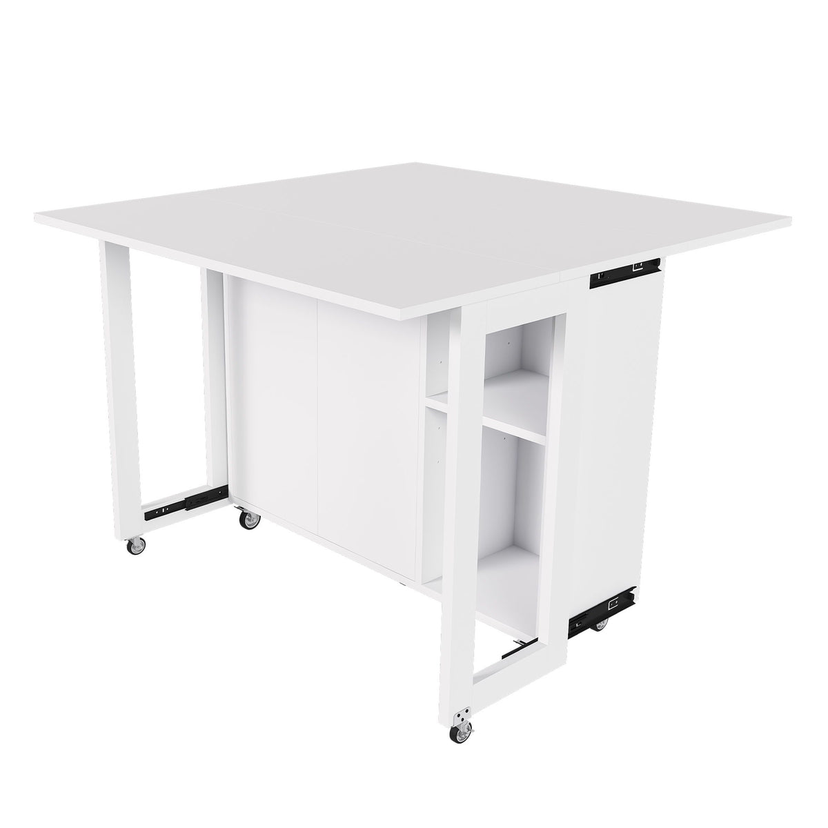 3 In 1 Foldable Side Table With 4 Storage Shelves