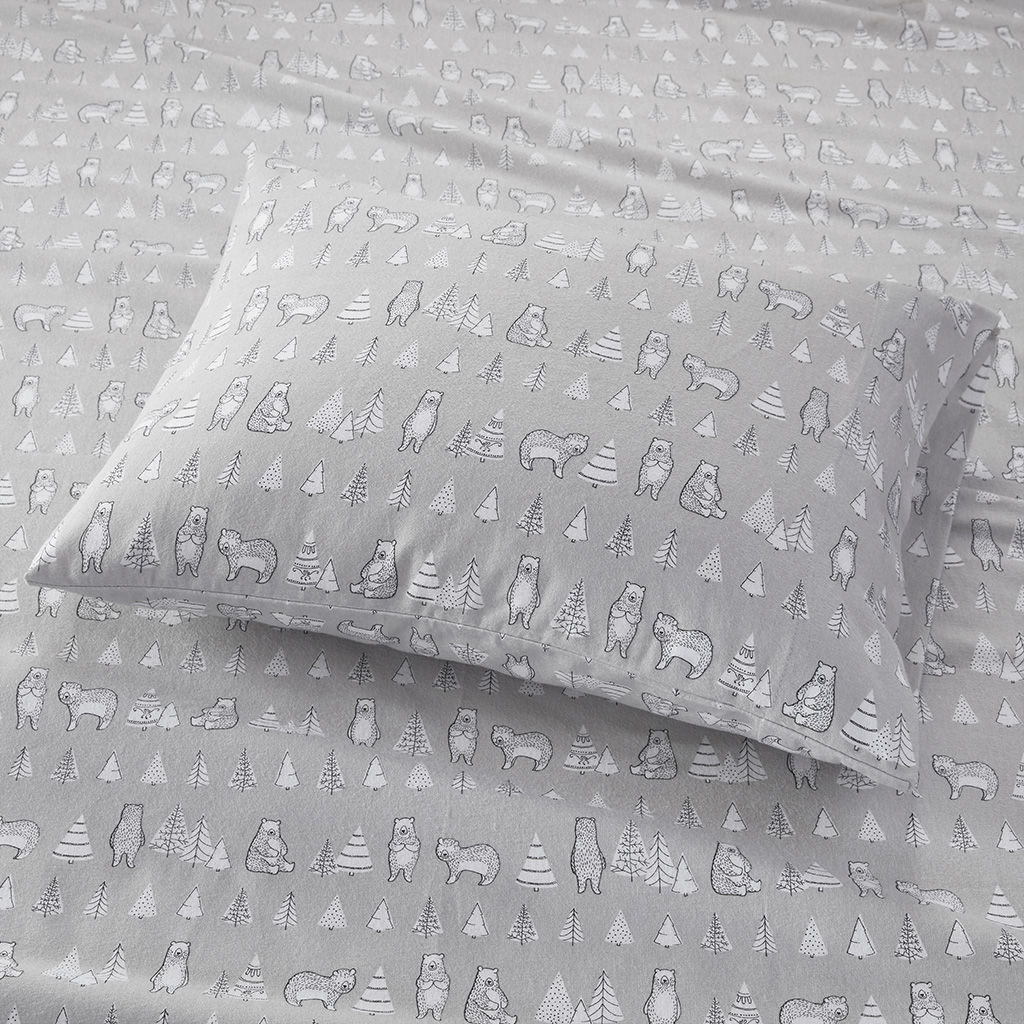 Cozy Flannel - Twin Printed Sheet Set - Bear