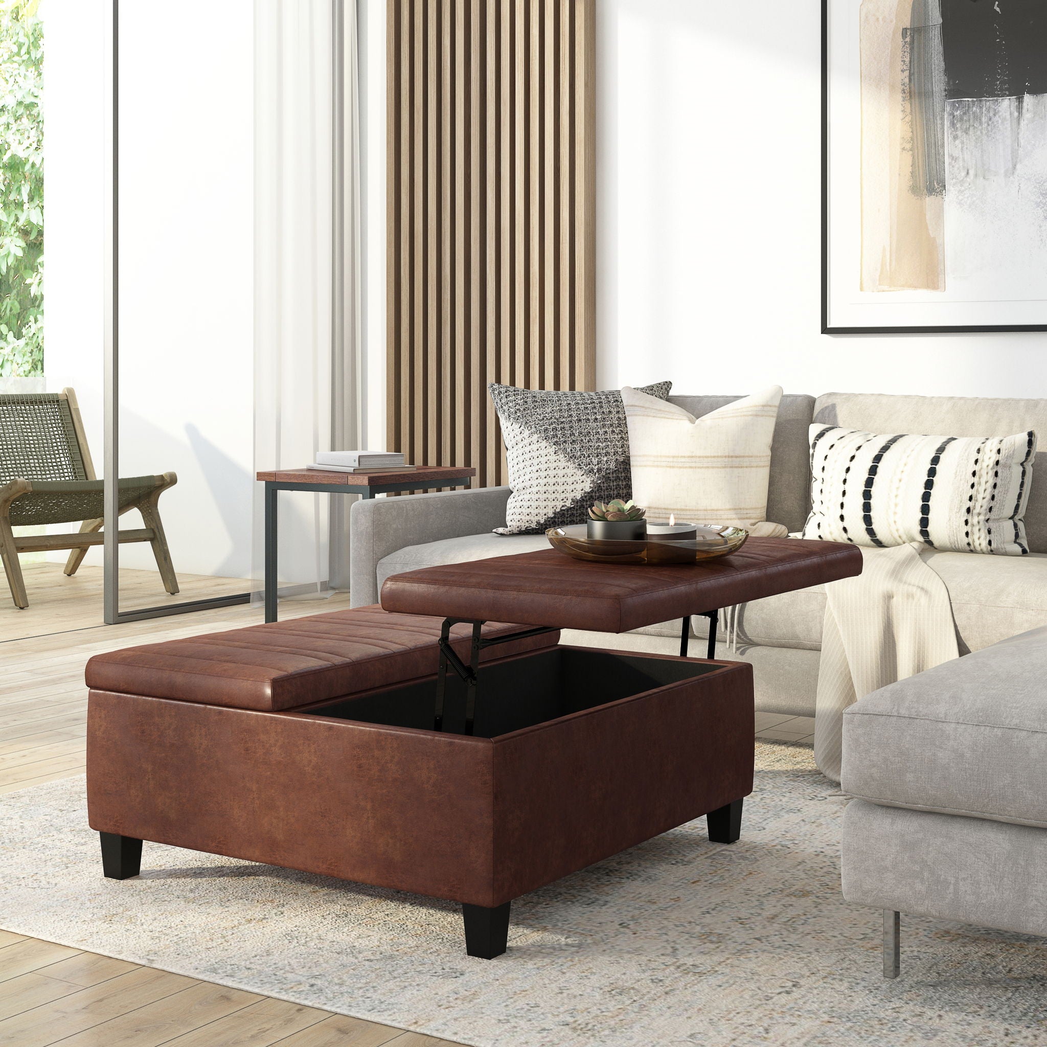 Ellis - Coffee Table Storage Ottoman Contemporary Design