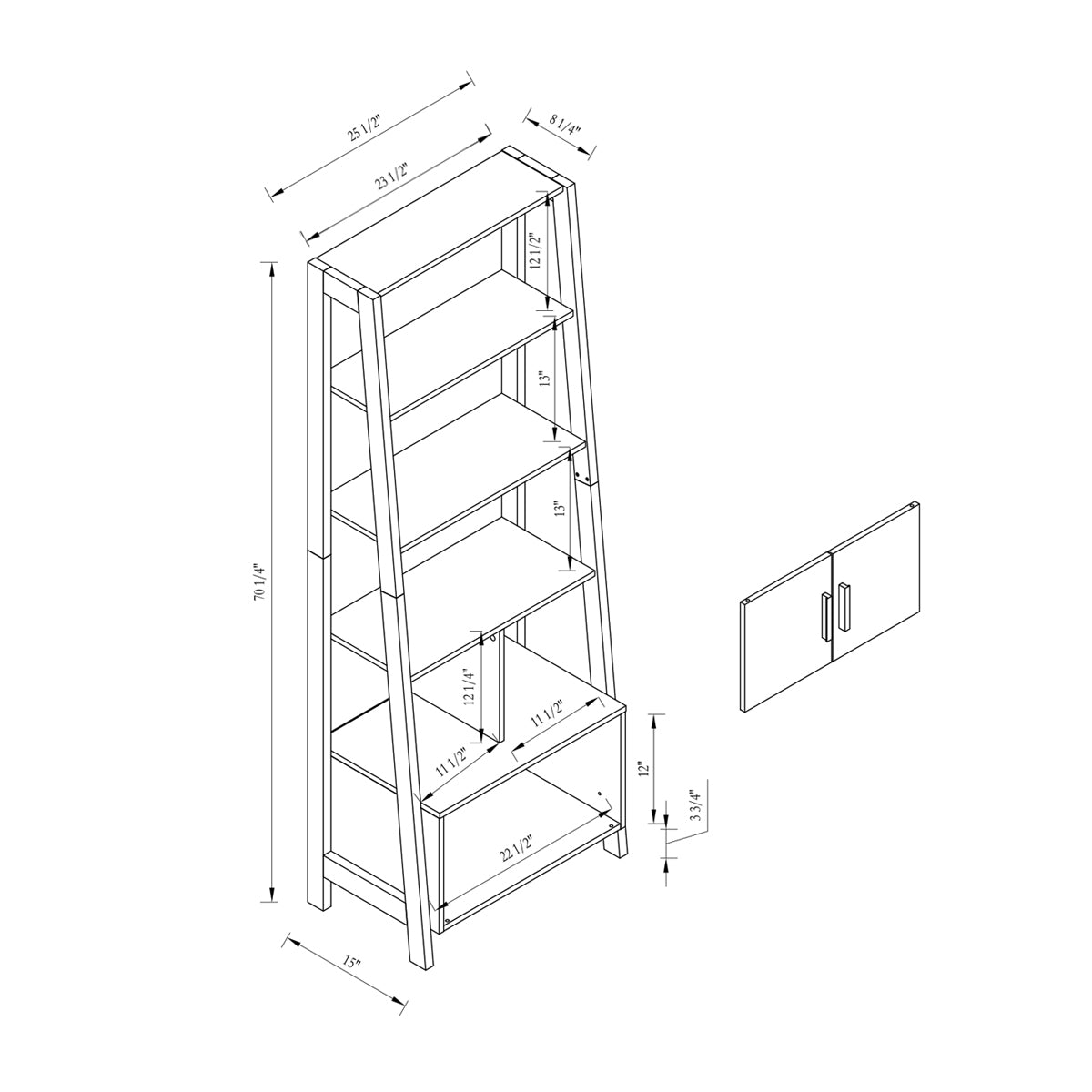 ID USA Bookcase Distressed Grey & Black
