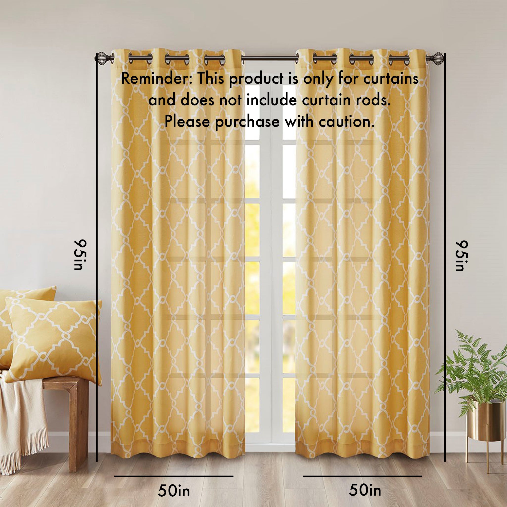 Fretwork Print Grommet Top Window Curtain Panel