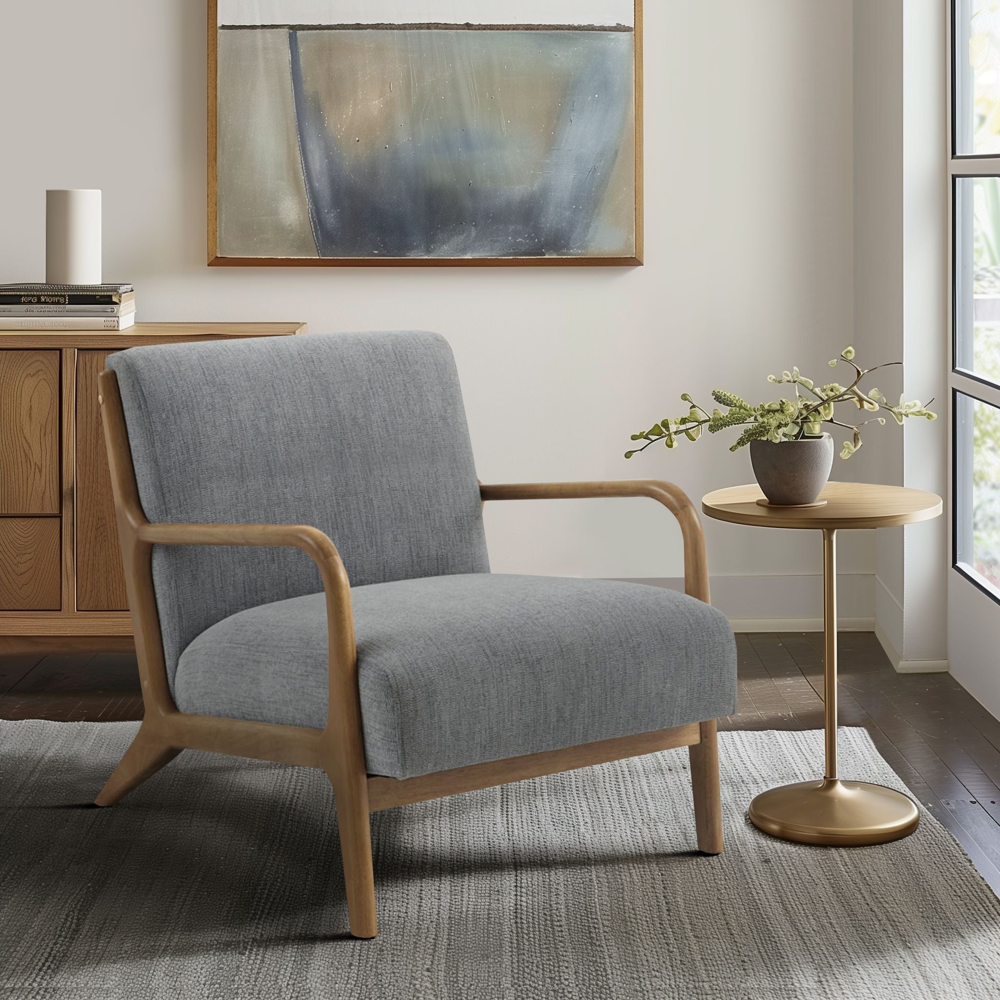 Novak - Mid-Century Modern Accent Armchair (Set of 2) - Gray