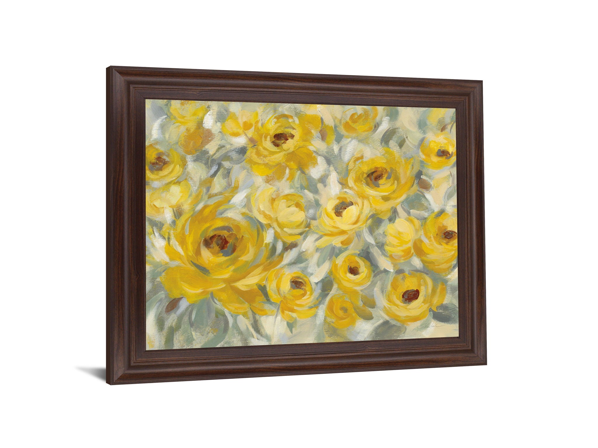 Sunlit Petals - 28" x 34" Framed Wall Art - Yellow