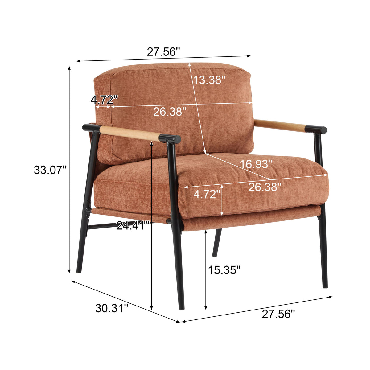 Modern Accent Chair With Cushions, Cozy Seating