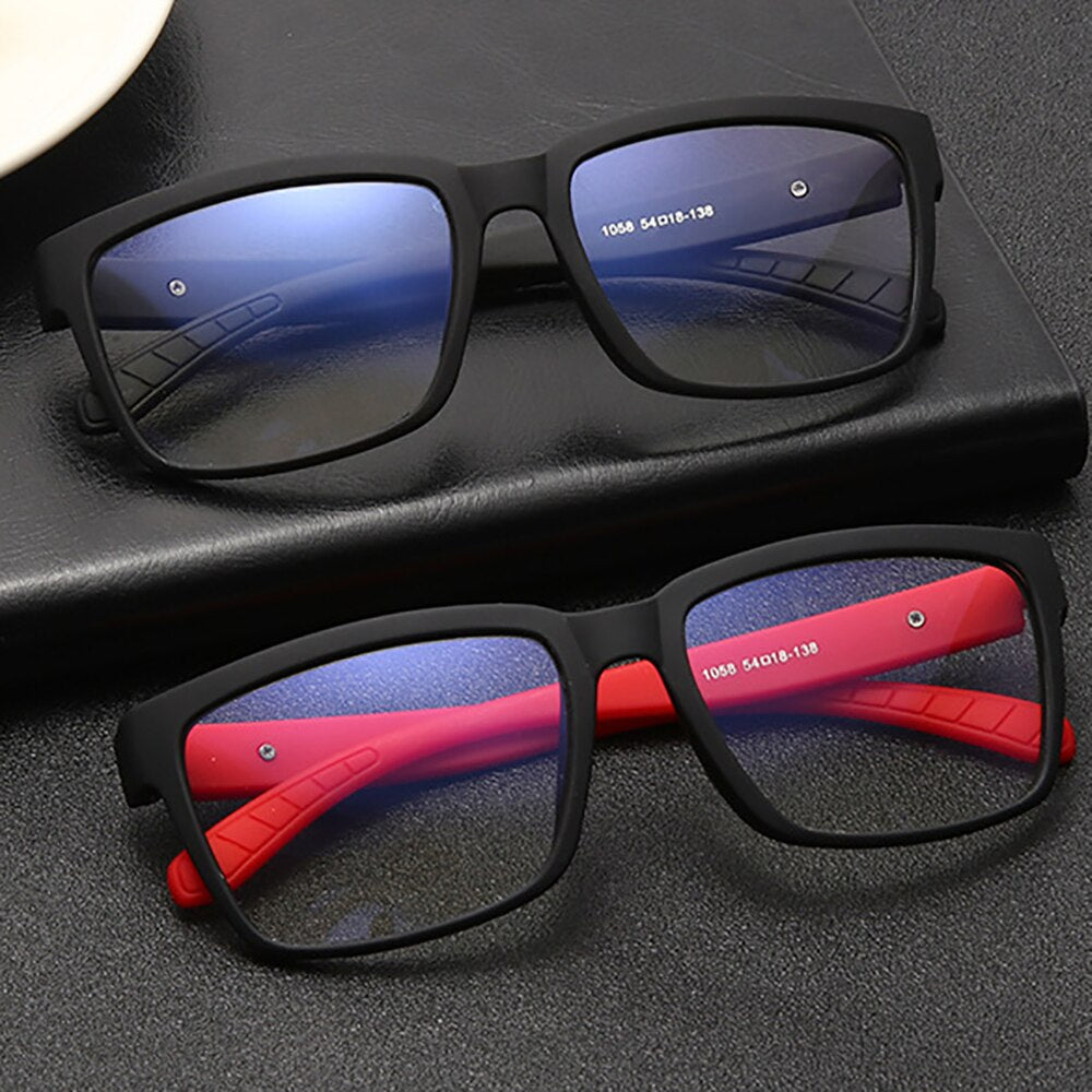Retro Matte TR90 Anti Blue Light Glasses Men Office Computer Blocking Blue Women Square Eyeglasses Light Red Frame