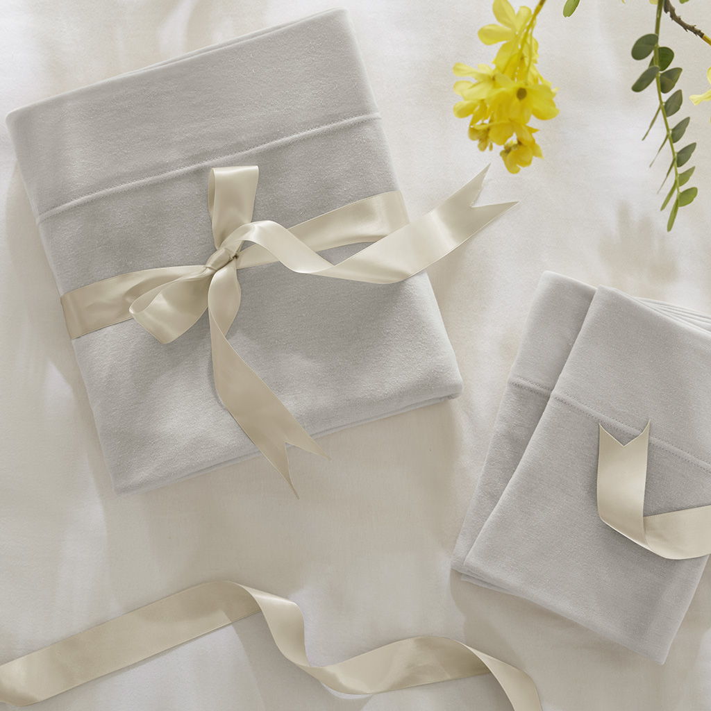 Blend Jersey Knit - 3 Piece Twin Long All Season Sheet Set - Gray