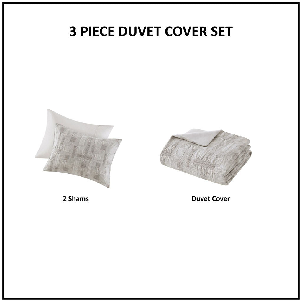 Cairo - 3 Piece Full/Queen Duvet Set - Ivory