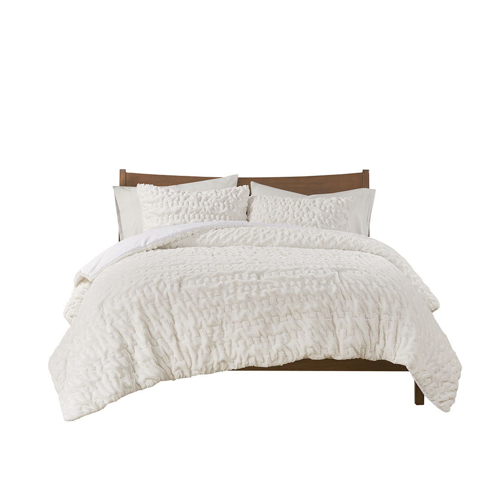 Blair - Ruched Fur Down Alternative Comforter Set - White