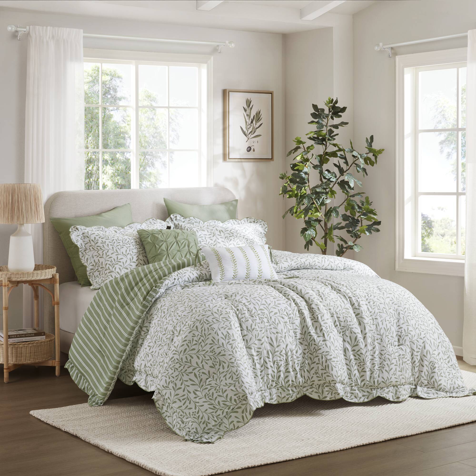 Darcy - 5 Piece Print Comforter Set - Sage Green