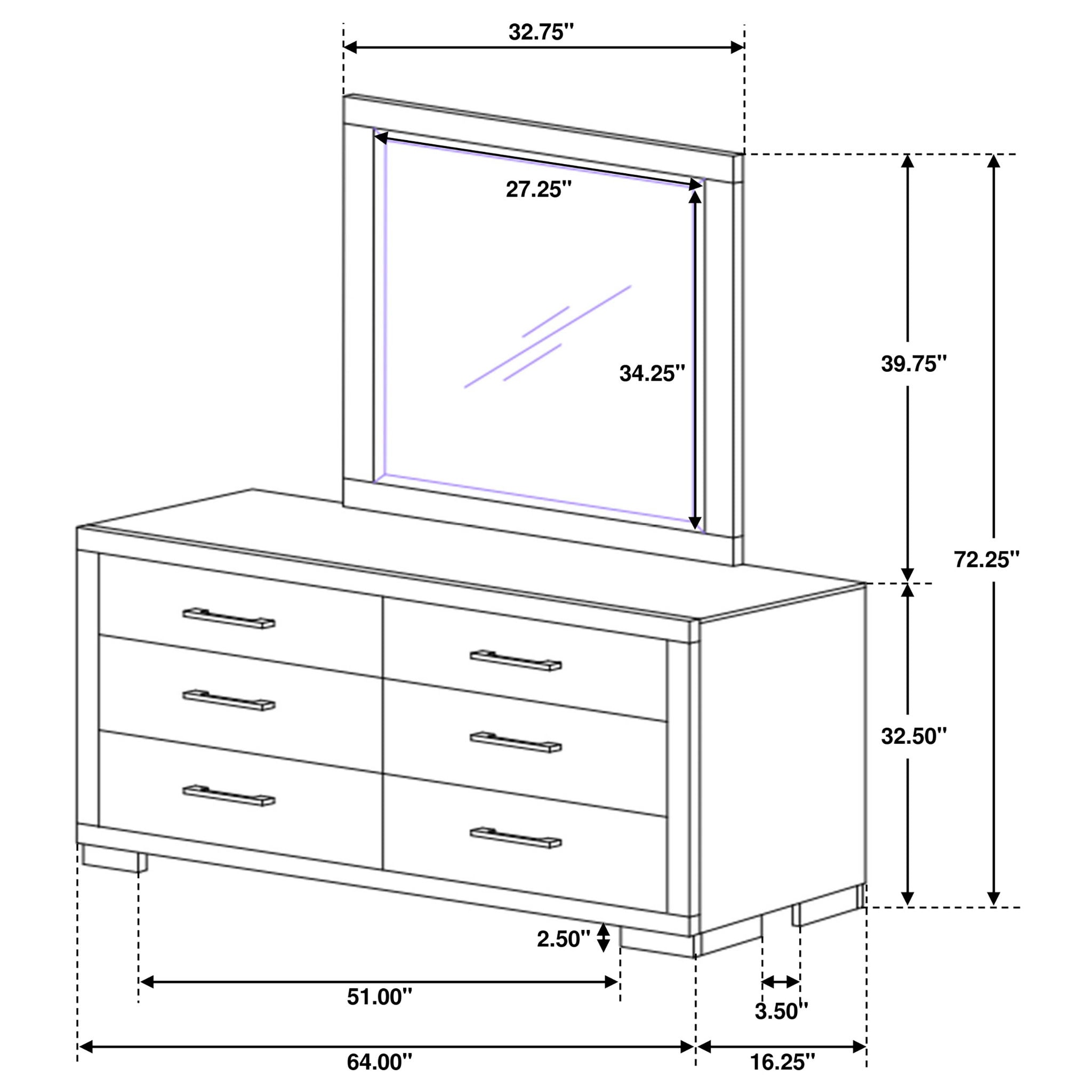 Polk - 6 Drawer Dresser With Mirror