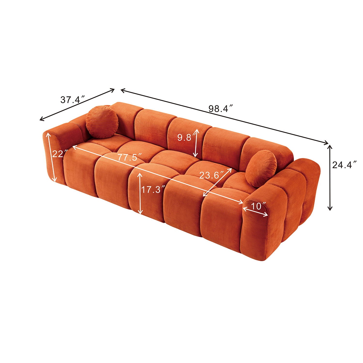 Extra Large Compression Sofa, Cloud Puff Couch For Living Room