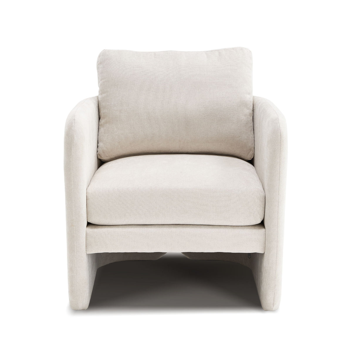 Armchair With Low Profile Curved Frame - Beige