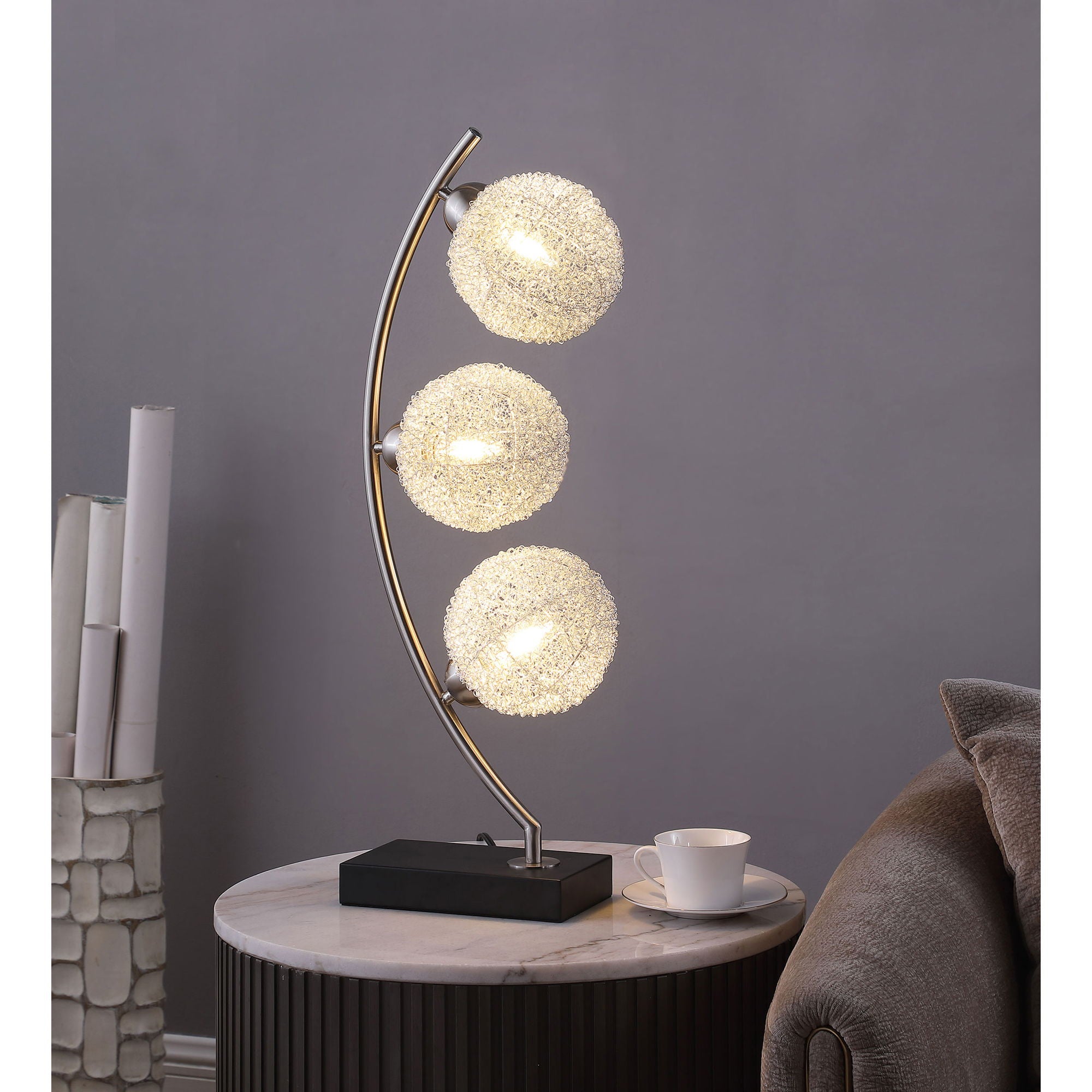 Mcdougal - Spherical Table Lamp With LED Lighting - Black