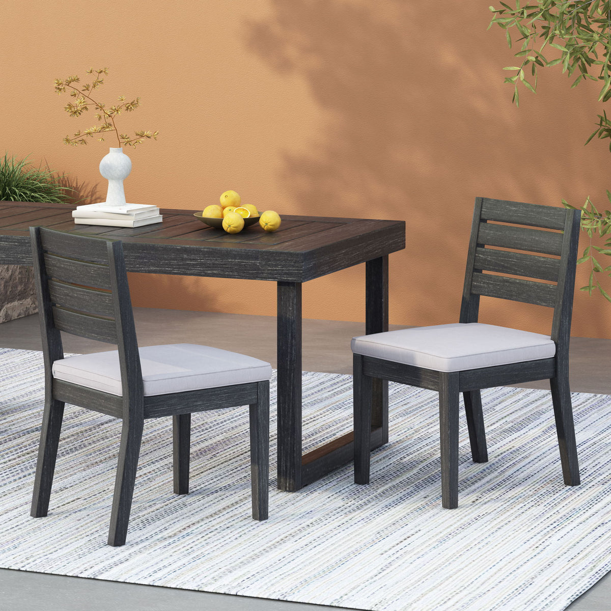 Outdoor Armless Dining Chair With Cushions