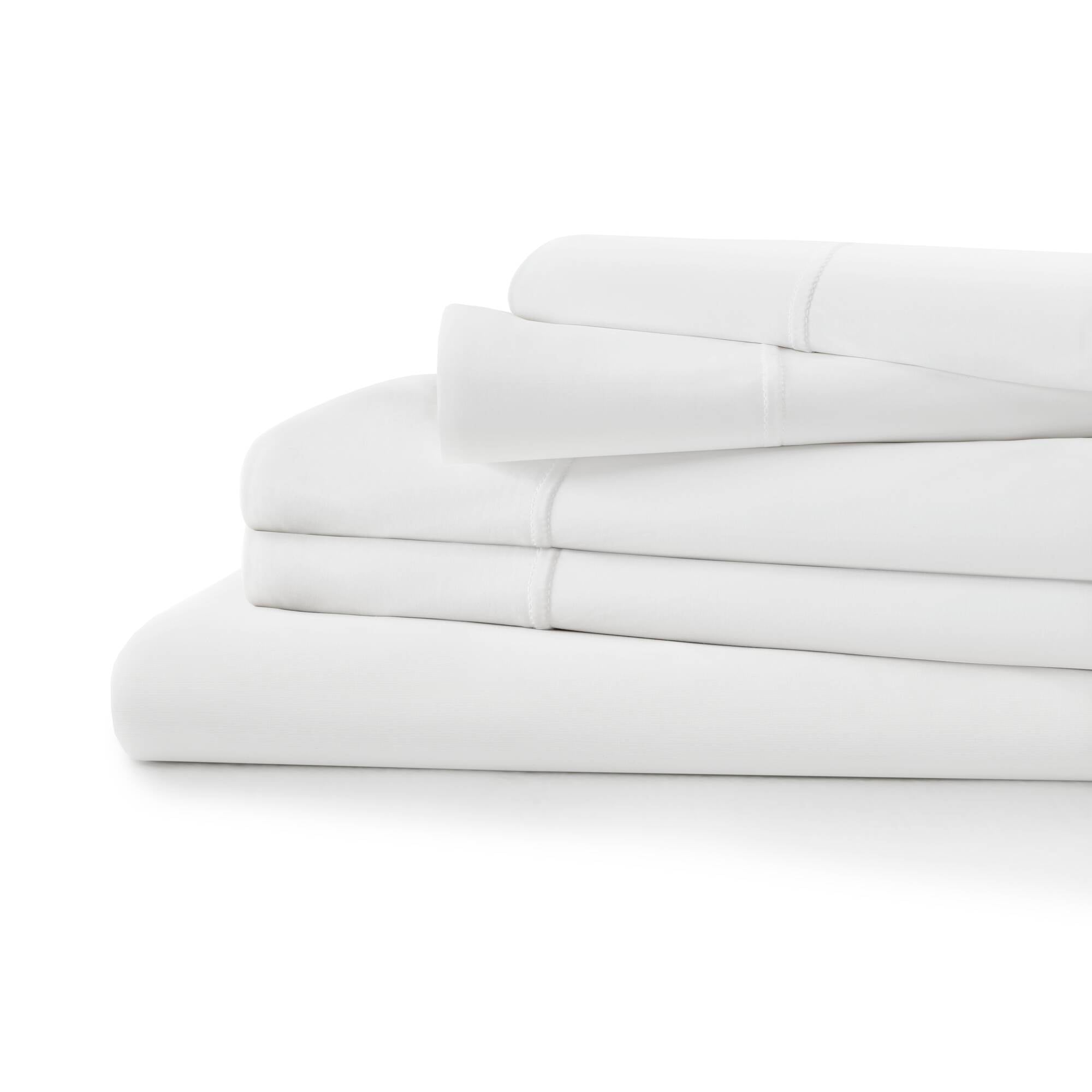 Split King Stretch Jersey Sheet Set - White