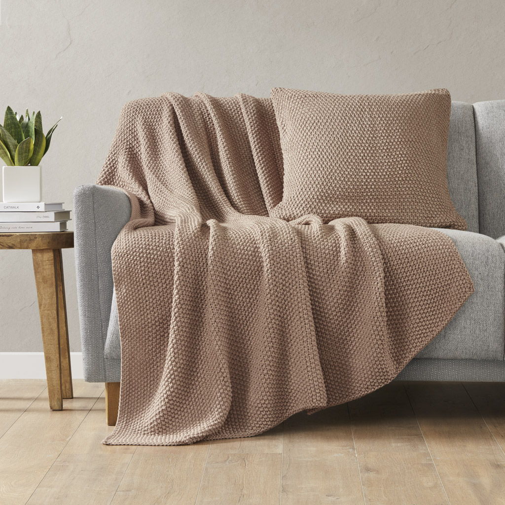 Bree Knit - Square Pillow Cover - Brown