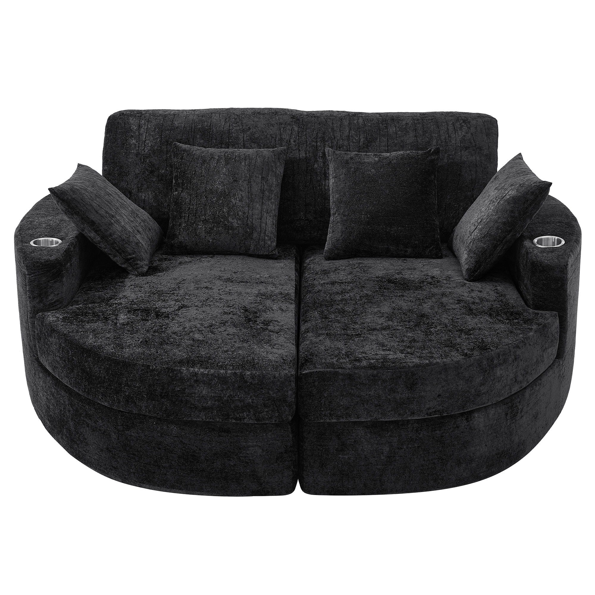 Boneless Design Upholstered Sofa Bed With Cup Holders